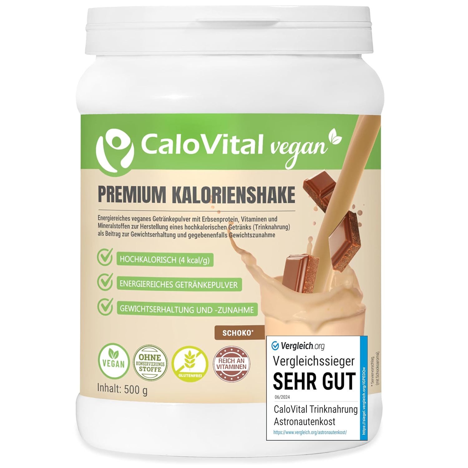CaloVital Zunehmen Hochkalorische Trinknahrung Vegane Kalorien CaloVital 500g Pulver, 1,00 St.