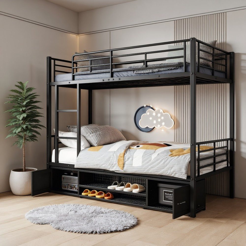 Etagenbett Kinderbett mit offener Schuhschrank-Funktion