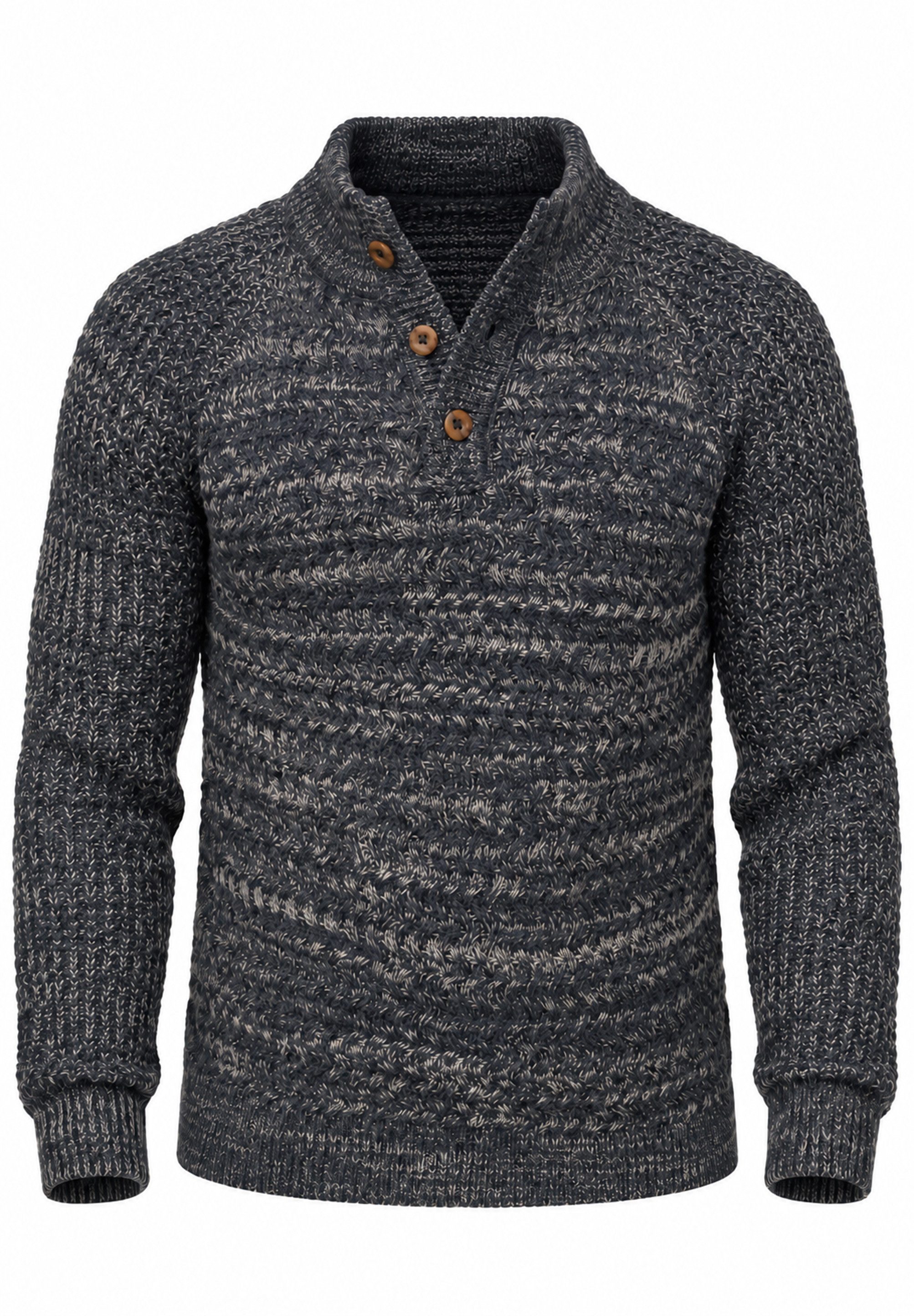 SOULSTAR Strickpullover als Troyer Grobstrick Pulli für Herren Männer Winterpullover mit Stehkragen - Regular-Fit