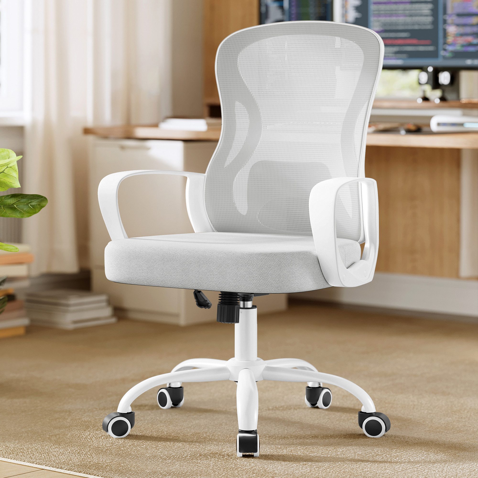 SONGMICS Bürostuhl ergonomisch, Drehstuhl mit Netzgewebe, Schreibtischstuhl mit Lendenstütze