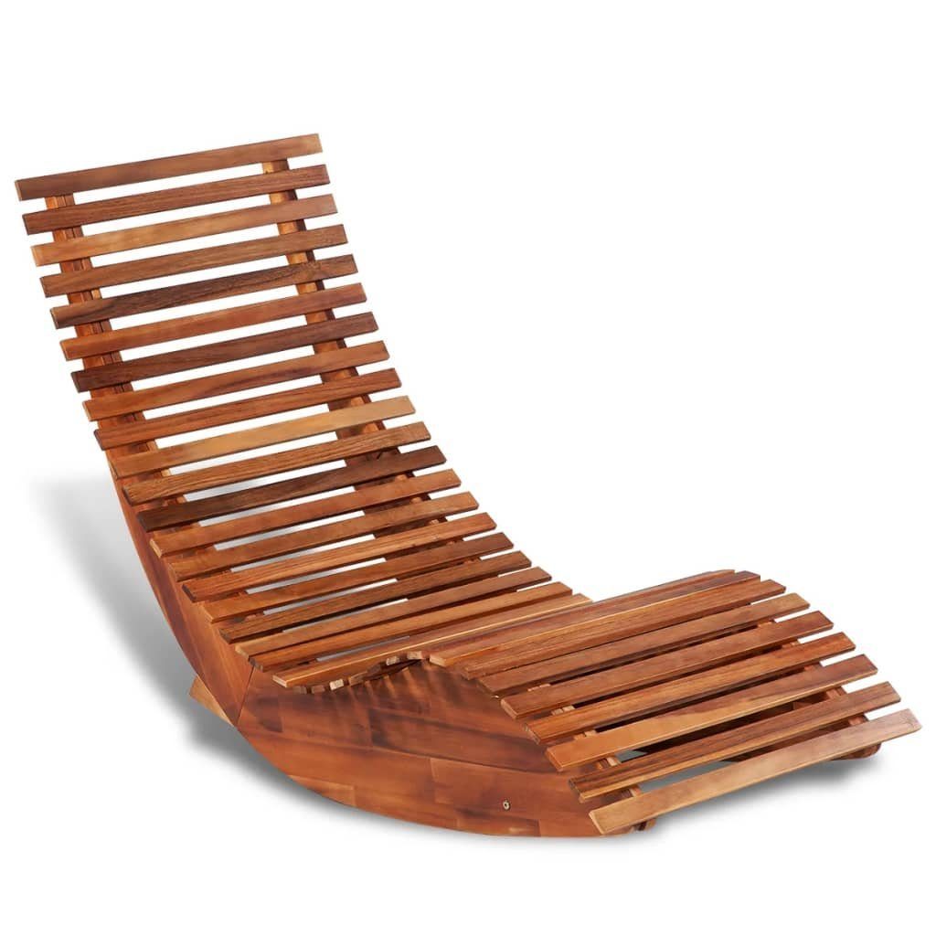 Merax Gartenliege, 1 St., aus Akazienholz, Schaukelstuhl Schaukelliege Sonnenliege aus Holz, ergomisch, Strandliege Liegestuhl