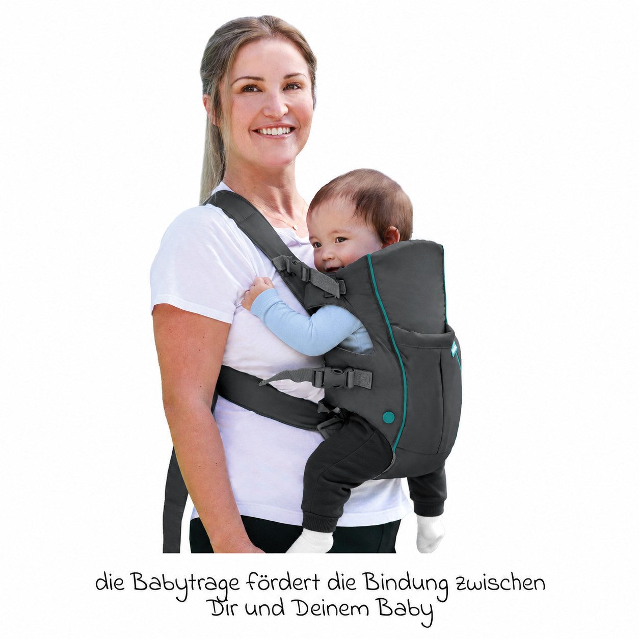 Infantino BKids Babytrage Swift Classic - Grau, Baby Bauchtrage ab Geburt von 3,6 - 11,3 kg 2 Tragepositionen