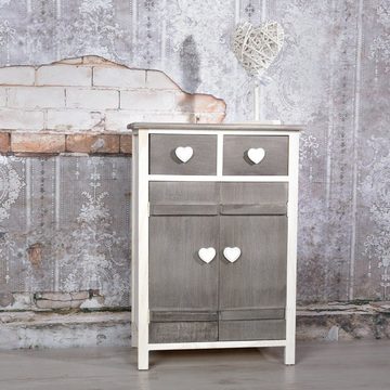 Melko Anrichte Schrank Anrichte Sideboard Kommode Highboard Beistellschrank Weiß Grau Shabby Mehrzweckschrank Standschrank Beistellkommode Vintage (Stück), Paulowniaholz