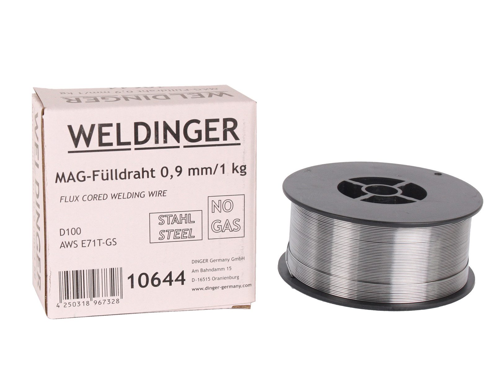 WELDINGER Schweißdraht Selbstschützender MAG-Fülldraht 0,9 mm/1,0 kg Baustahl Kleinrolle D100, (1St), selbstschützend