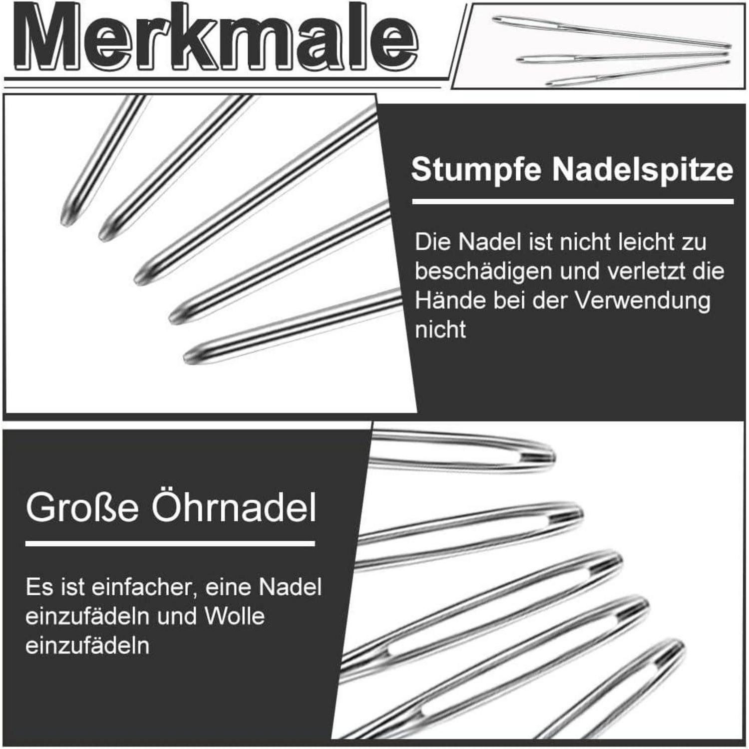 LuxusKollektion Big-Eye-Nadeln 9-teiliges Nähen Nadeln Set mit großen Augen - Leder Nähen Nadeln Set