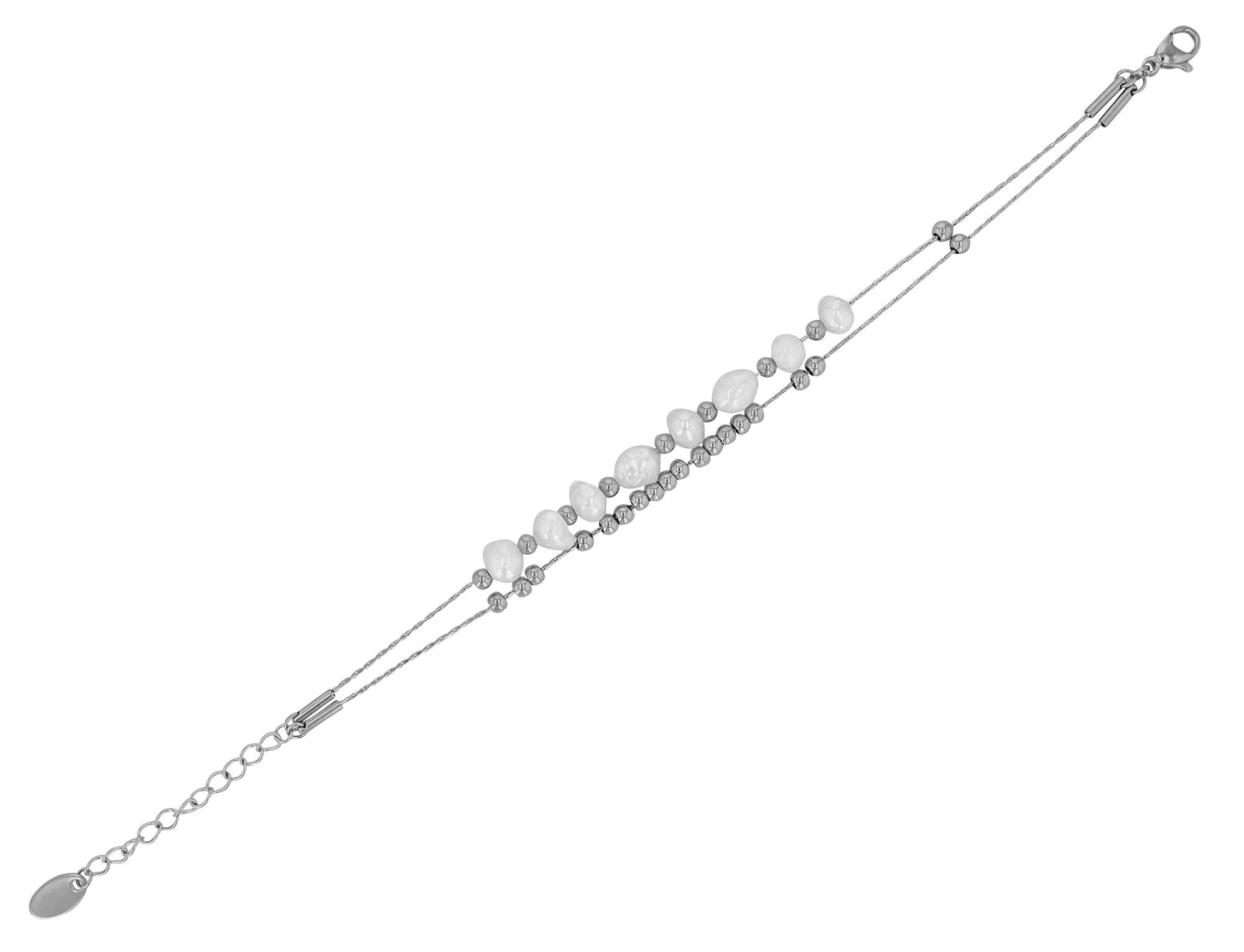 Armband Armband aus Edelstahl mit Süßwasserperle 17+5 cm
