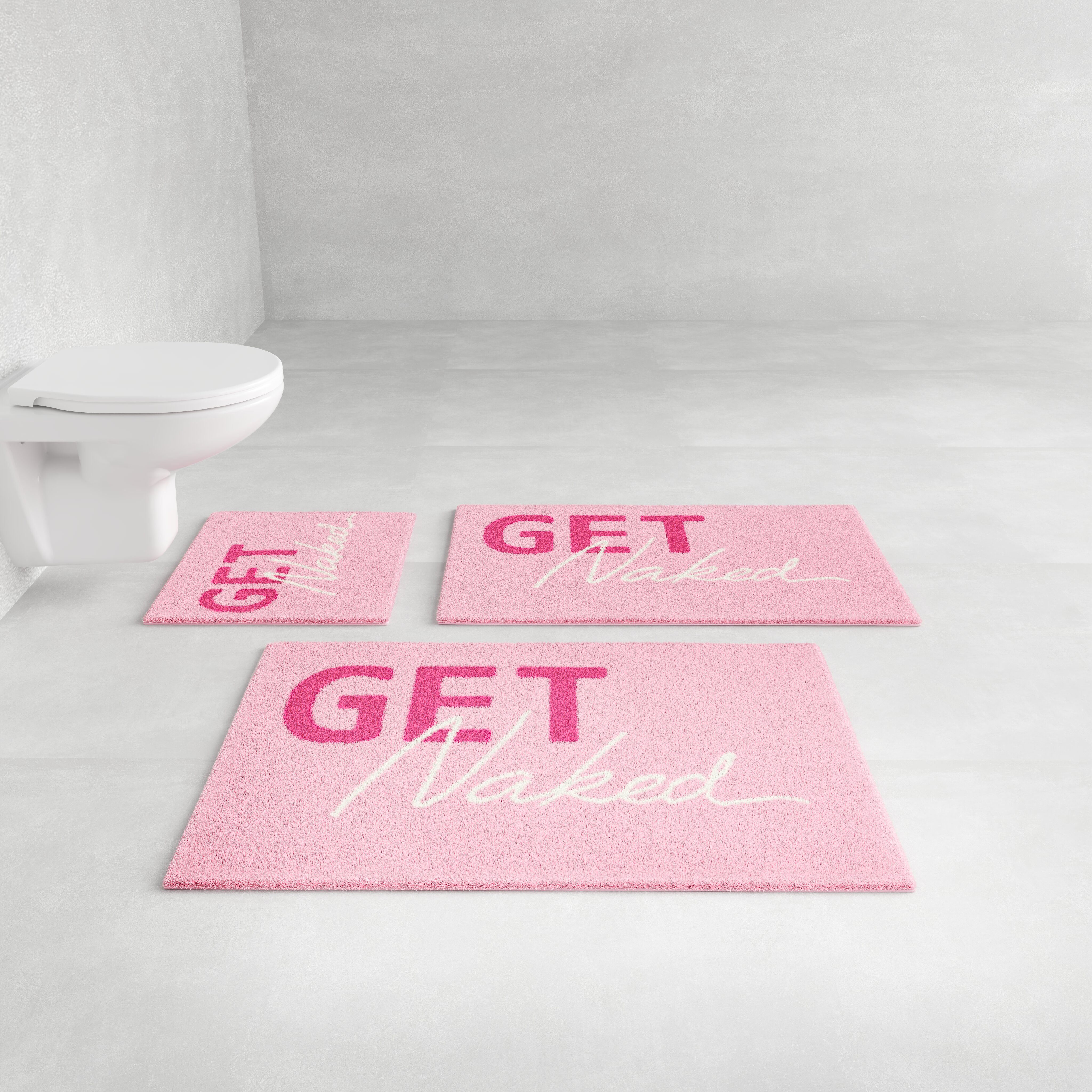OTTO home Badematte Get Naked, modern, Badvorleger, Badezimmer Teppich, Höhe 20 mm, rutschhemmend beschichtet, schnell trocknend, Polyacryl, rechteckig, Badteppich, mit Schriftzug, 2 Varianten, rechteckig