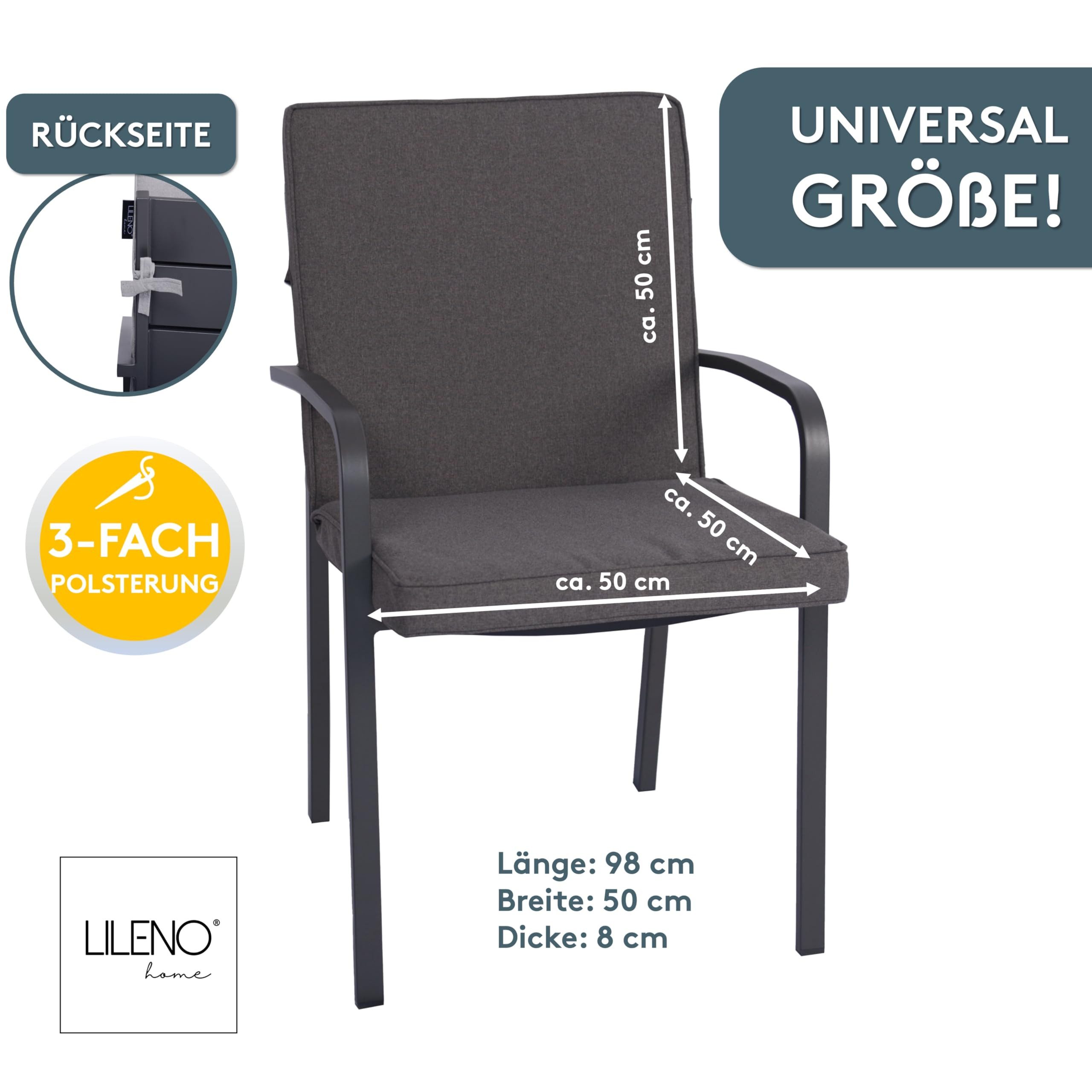 LILENO HOME Polsterauflage Niedriglehner, bequeme Sitzauflage für Gartenmöbel, Stuhlkissen, (1er Set), Gartenstuhl Auflage in Anthrazit, Sitzpolster waschbar