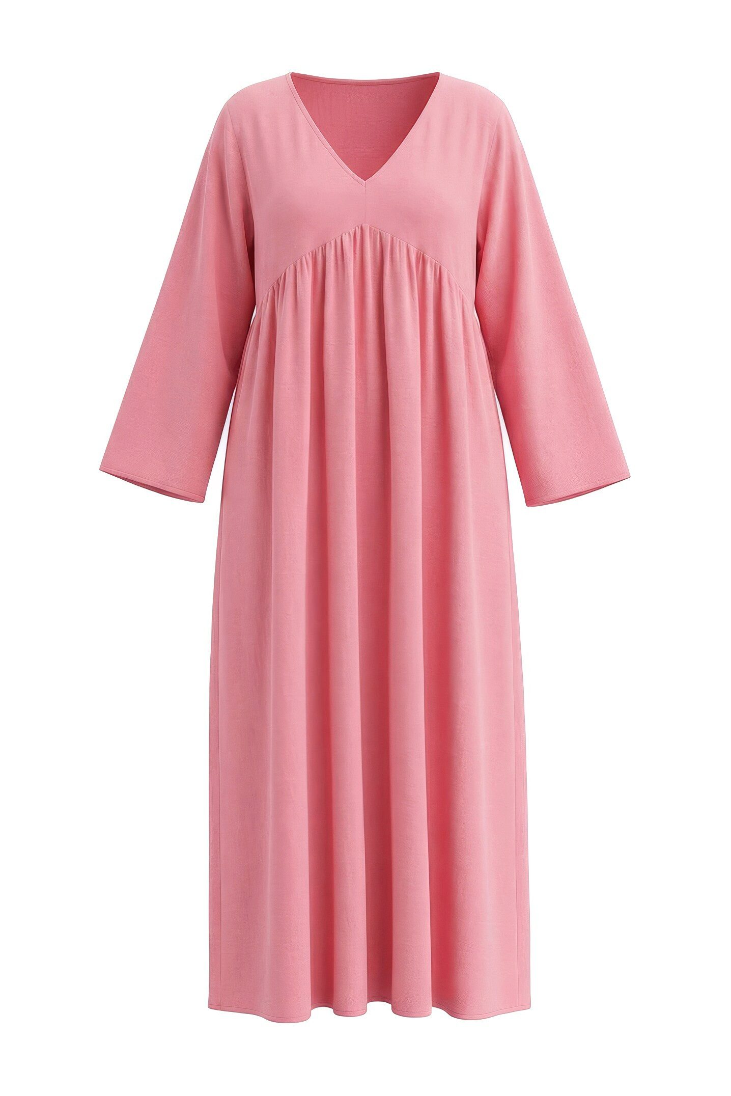 Ulla Popken Maxikleid Musselinkleid A-Linie V-Ausschnitt Langarm günstig online kaufen