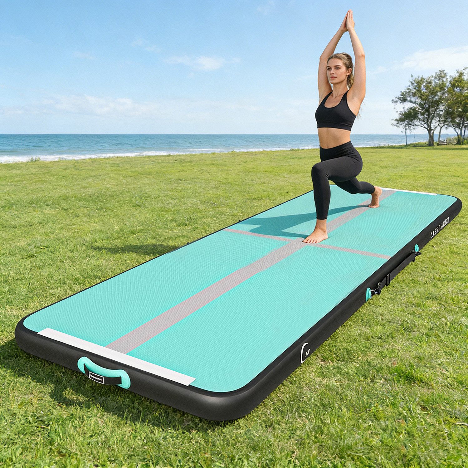 CASSILANDO Gymnastikmatte Turnmatte Aufblasbar: Airtrack Matte 3/4/5m, 10cm Hoch für Training (Set)