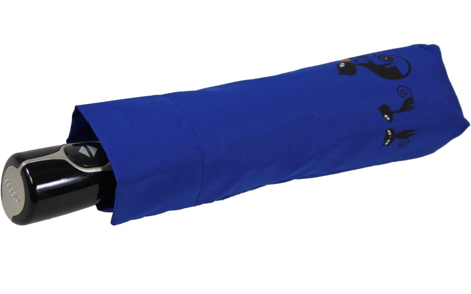Fiber elegant, doppler® Magic Taschenregenschirm praktisch Auf-Zu-Automatik Cats, - blau für Damen Katzen-Liebhaber und stabil -