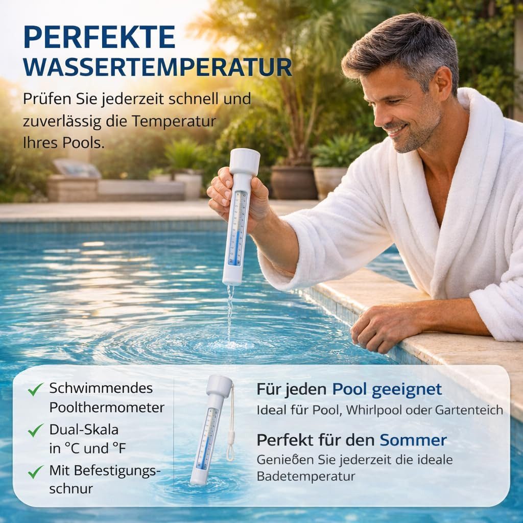 TK Gruppe Schwimmthermometer Schwimmendes Pool Thermometer – Wasserthermometer für Pool, Whirlpool