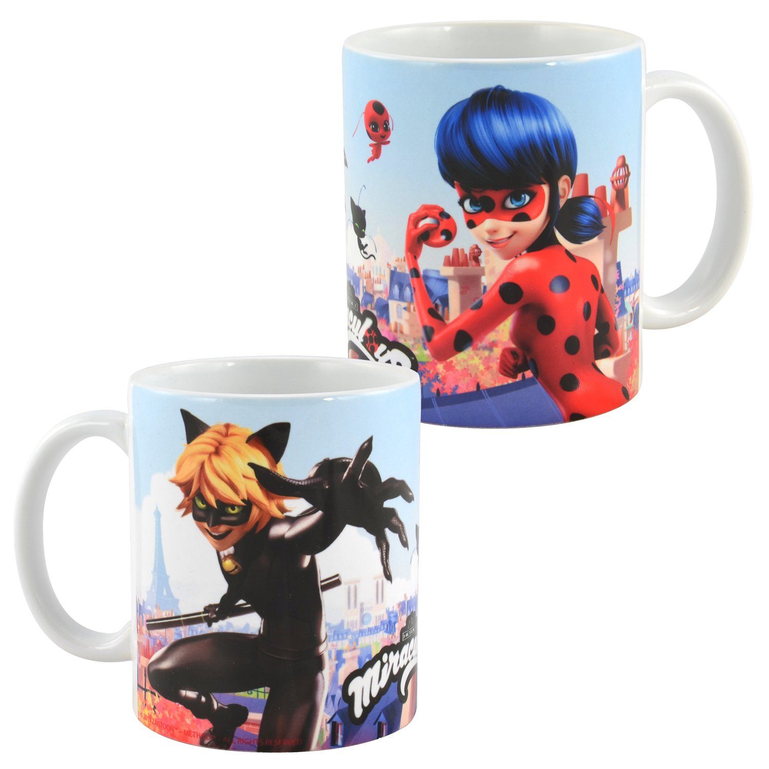 United Labels® Tasse Miraculous Tasse - Ladybug und Cat Noir 320 ml, Keramik