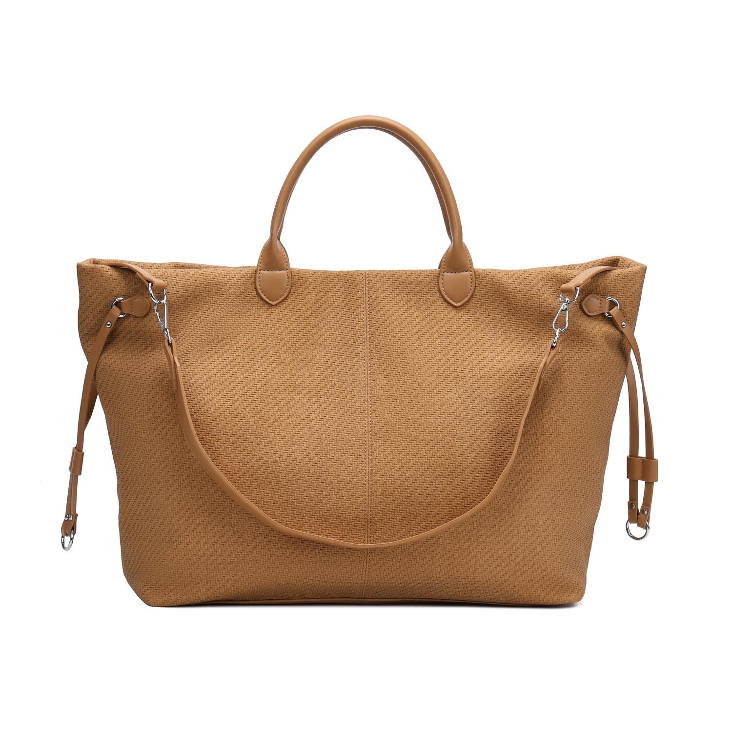 ITALYSHOP24 Shopper DAMEN XXL TASCHE Tote Bag Geflecht Beuteltasche Weekender Reisetasche, FLECHTOPTIK Workbag Businesstasche Schultertasche Henkeltasche Strand