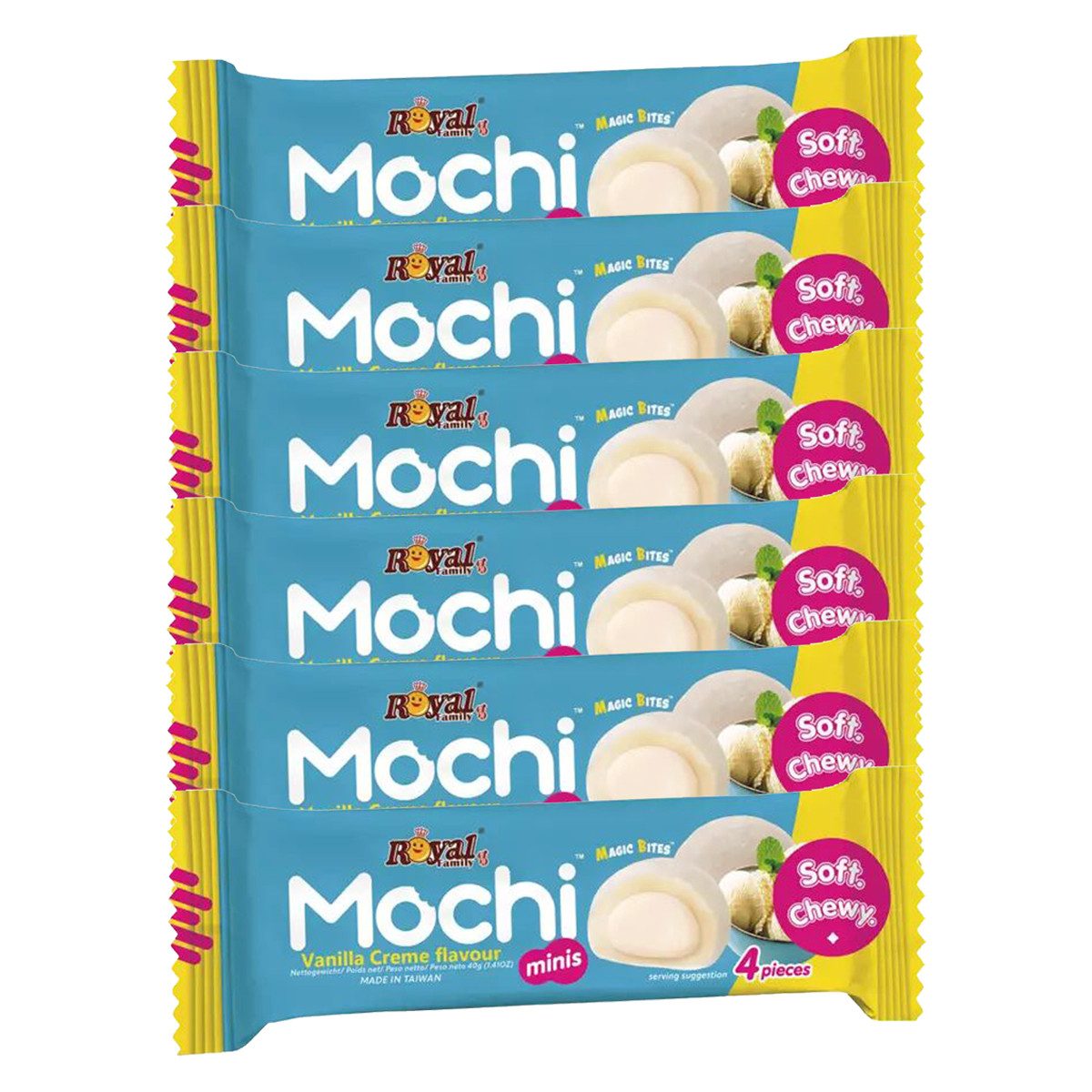 Royal Family Kuchen, Royal Family Mochi Vanille Snack Riegel Soft Chewy 40g 6er Pack
