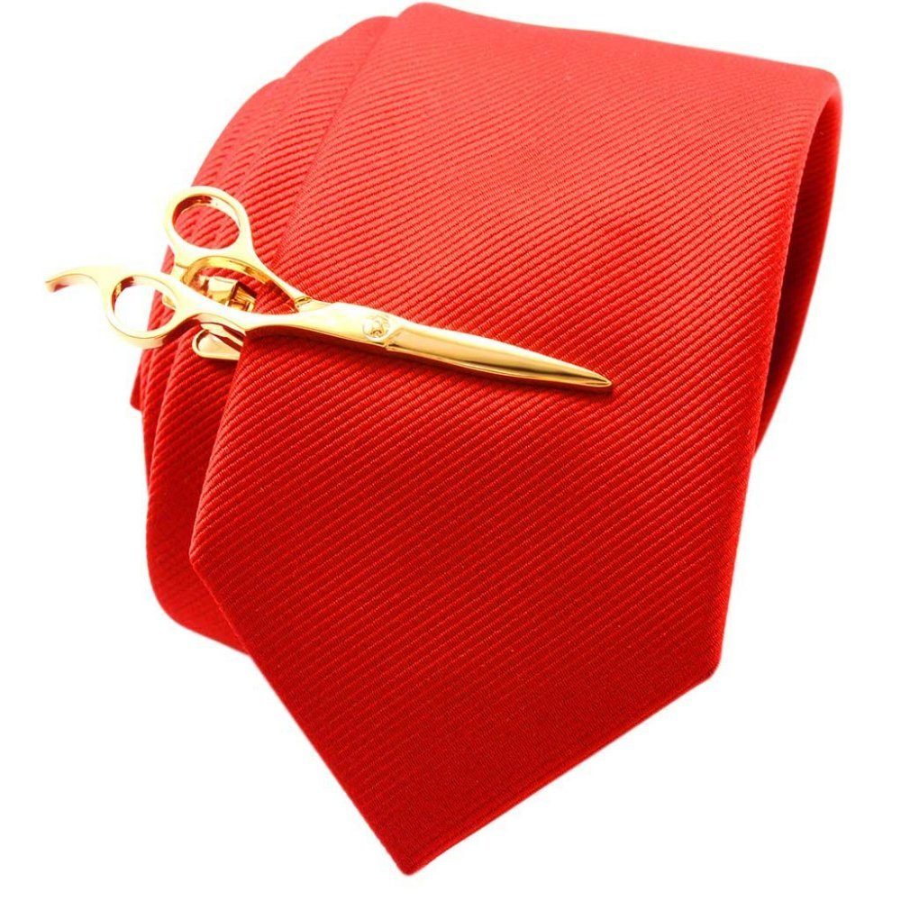 Männer, Krawattenhalter Haarschnittschere Krawattenclip goldene Weihnachtsgeschenke (65*20mm), inkl Invanter Mode Geschenktasche plattierte für
