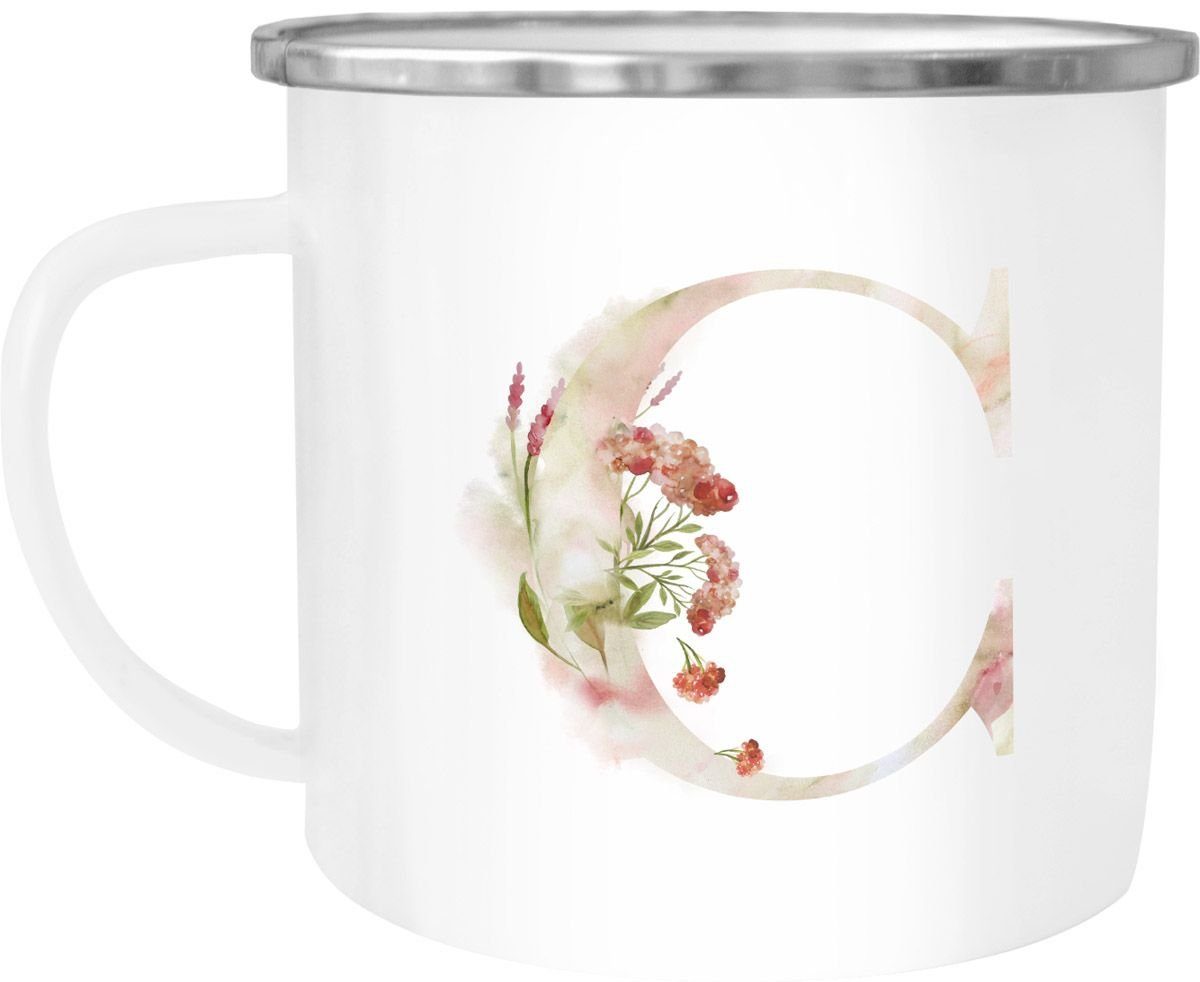 Autiga Tasse Emaille Tasse Becher Buchstaben-Tasse "C" Alphabet Monogram Zeichen Tasse mit Buchstabe Autiga®, emailliert und mit Aufdruck
