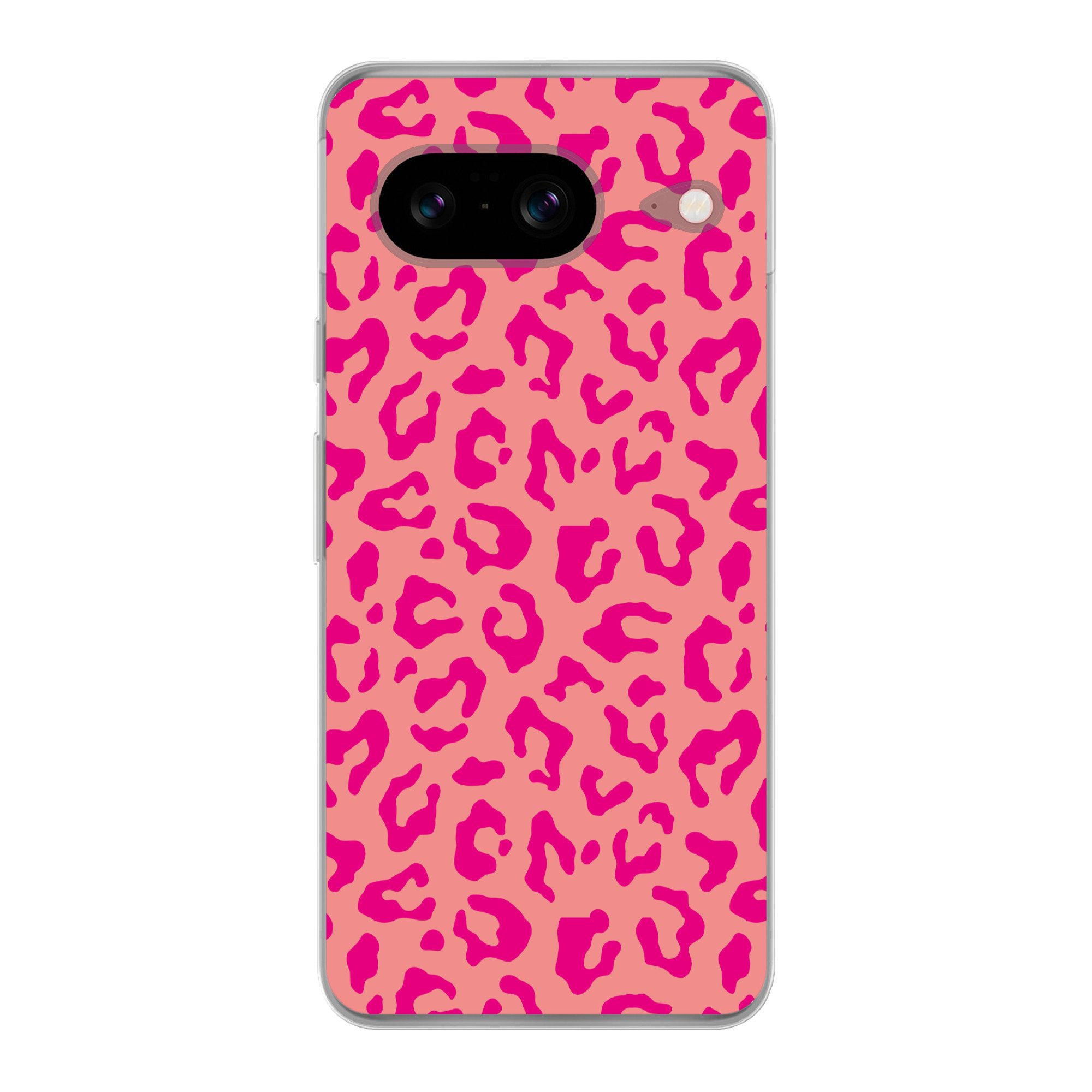 MuchoWow Handyhülle für Google Pixel 8 Pantherdruck - Rosa - Tierdruck - Minimalistisch, Handy Case, Silikon, Bumper Case Dünn