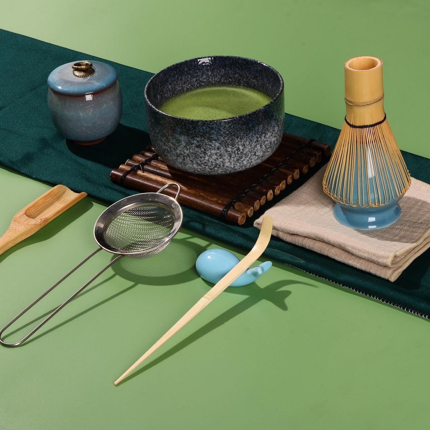 LuxusKollektion Teeservice Matcha Tee Set 9-tlg. Keramik Tiefblau