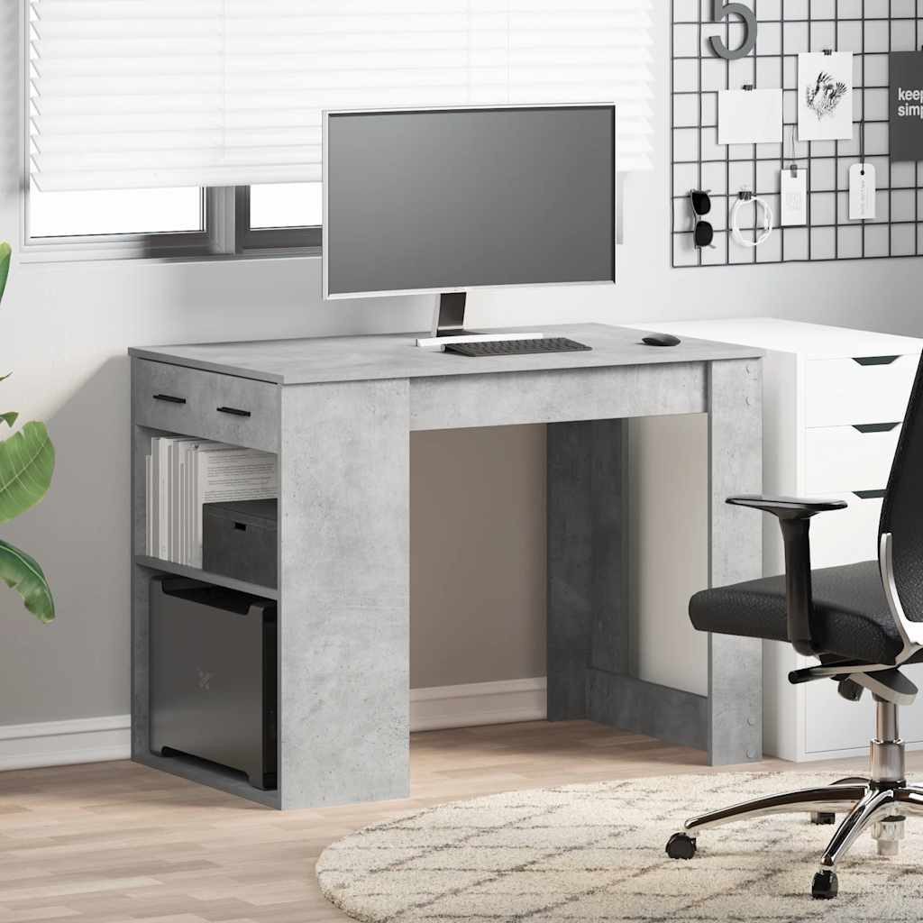 vidaXL Esstisch Schreibtisch mit Schubladen und Ablage Betongrau 102x62x77,5 cm (1-St)