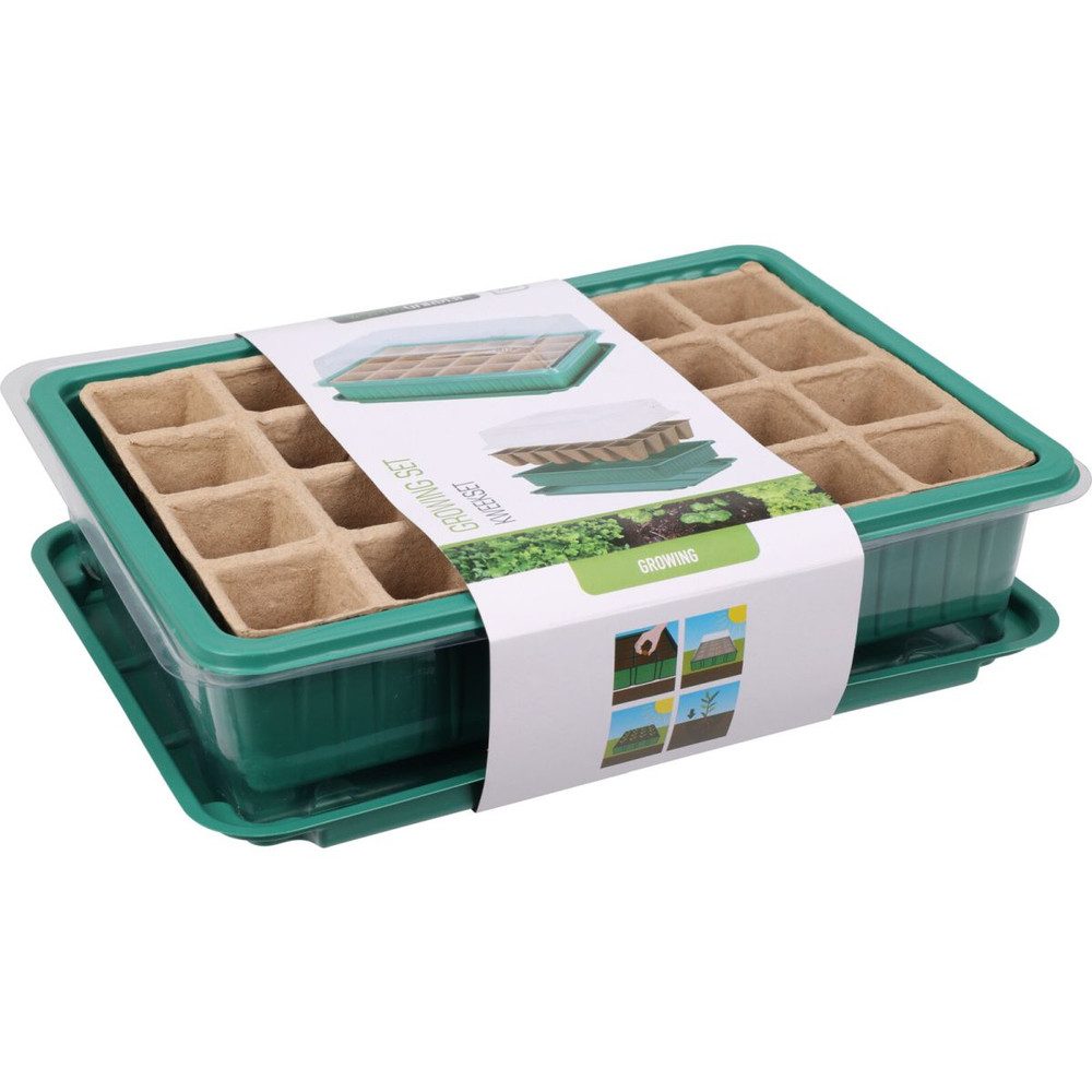 Blumentopf Anzuchtset - für 24 Pflanzen - mit Deckel