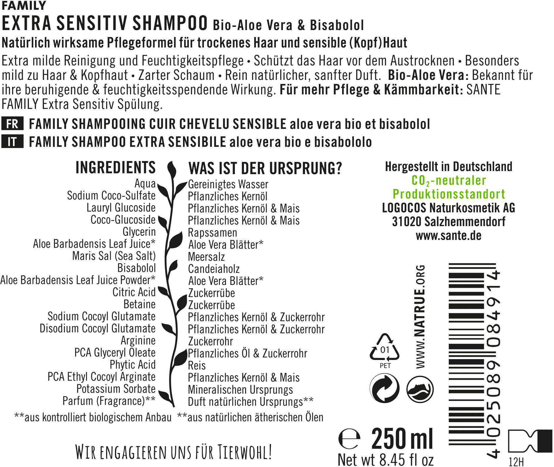 Sensitiv Shampoo Extra FAMILY Haarshampoo SANTE