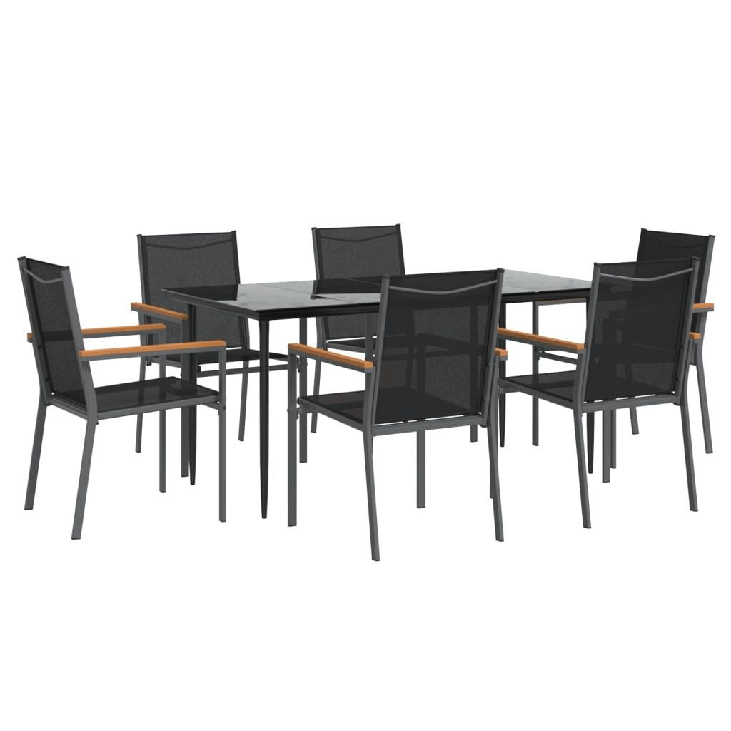 vidaXL Garten-Essgruppe 7-tlg. Garten-Essgruppe Schwarz Textilene günstig online kaufen