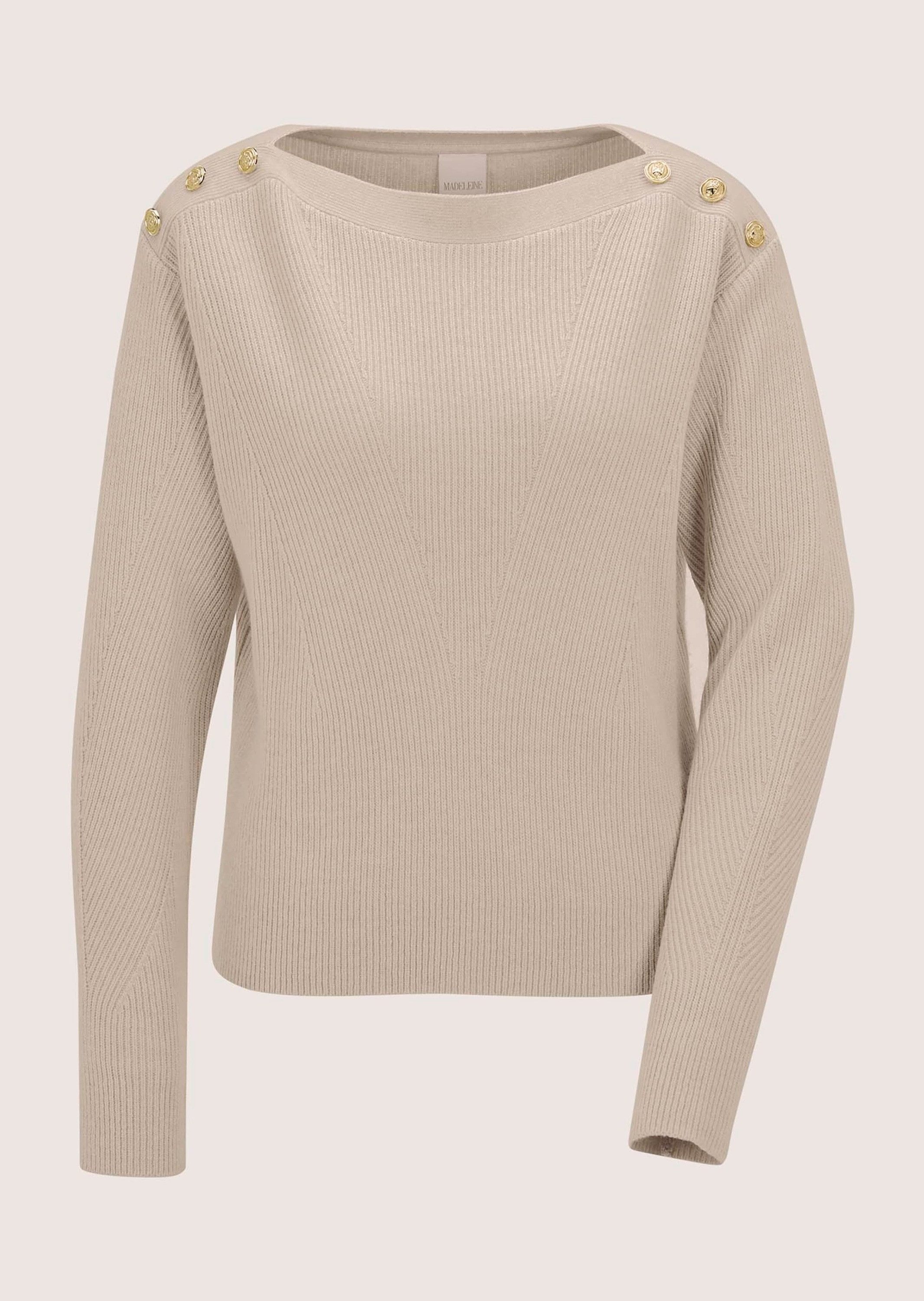 Strickpullover Eleganter Rippstrickpullover mit U-Boot-Ausschnitt