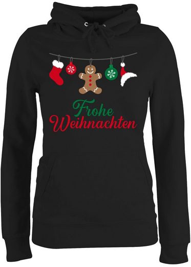 Shirtracer Hoodie »Frohe Weihnachten Girlande - Weihnachten & Silvester Geschenke - Damen Premium Kapuzenpullover« Neujahrsgeschenke Party Deko