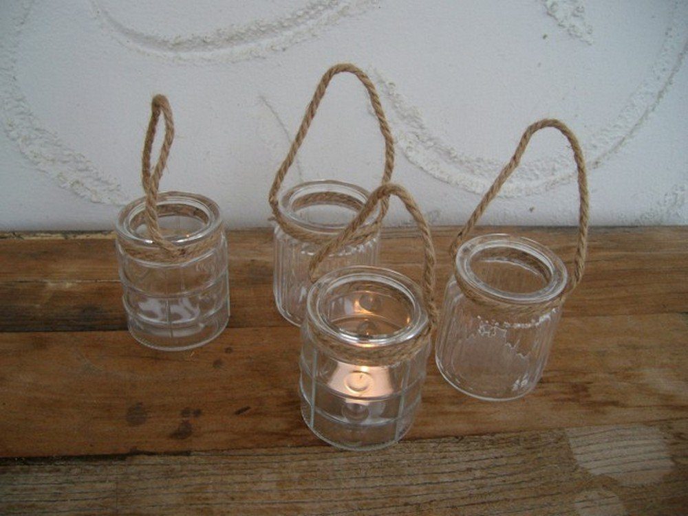 Deko-Impression Windlicht Traumschöne Windlichtgläser 4er-Set Teelichthalter Glas klar an Band (4 St)
