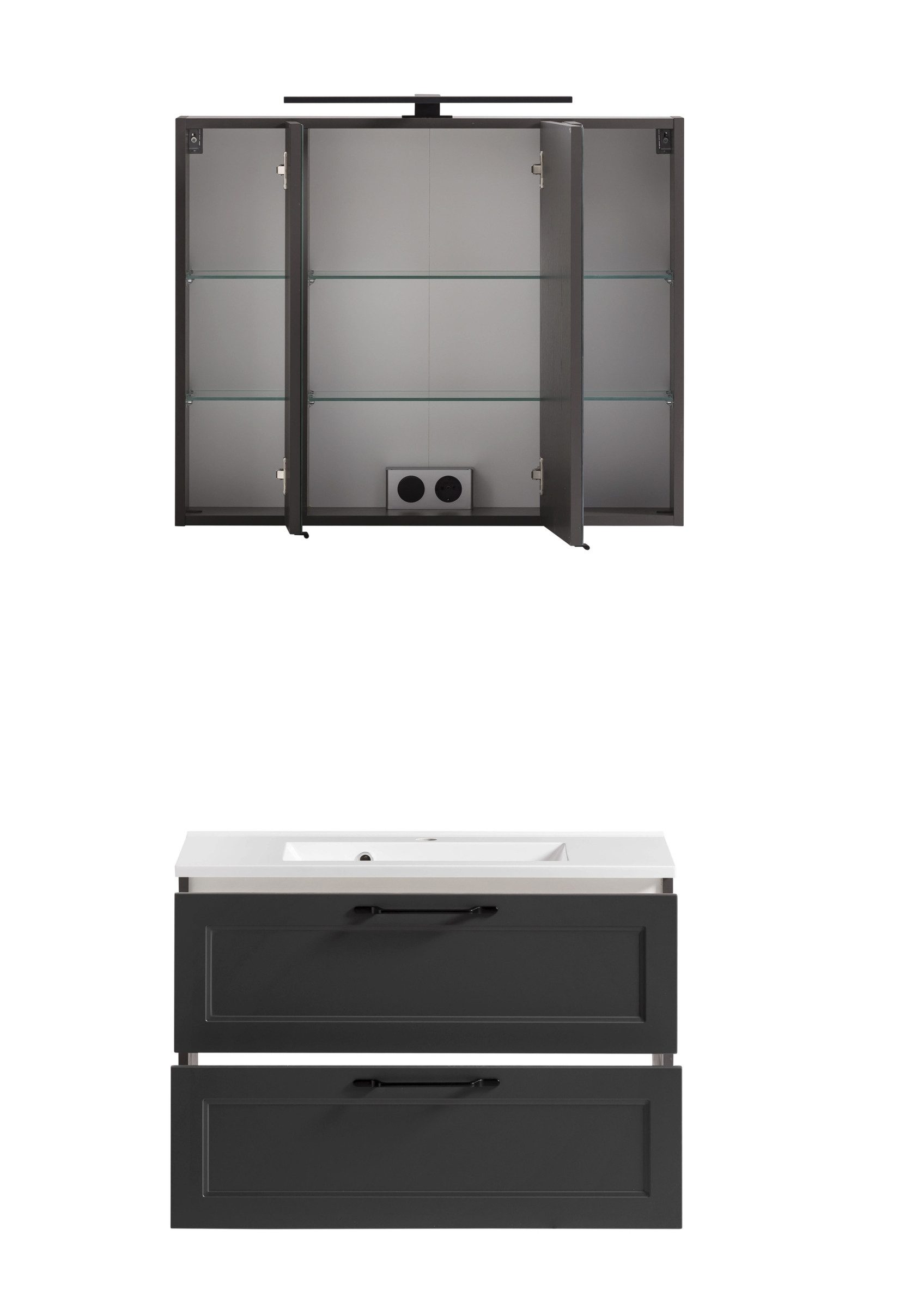 HELD MÖBEL Badezimmer-Set (2-tlg) in matt-grau, Graphit - 80x195x47cm (BxHxT), (2-tlg)