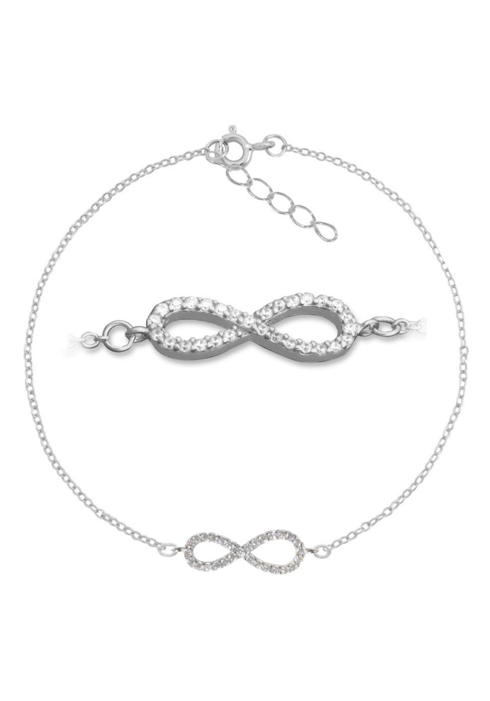 Firetti Armband Schmuck Geschenk Silber 925 Armschmuck Armkette Ankerkette Infinity, Made in Germany - mit Zirkonia (synth)