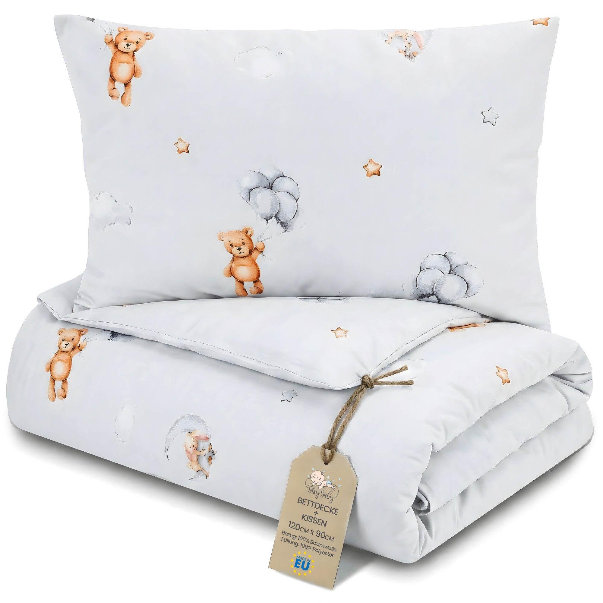 Totsy Baby Babybettwäsche Kinder Bettdecke ohne Bezug – Baby Decke und Kissen Set aus Baumwolle