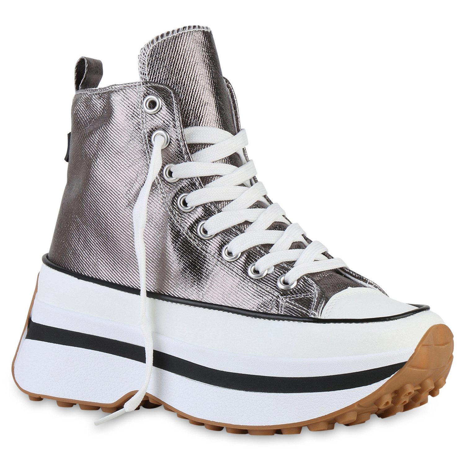 VAN HILL 841393 Plateausneaker Damen Plateau Sneaker Schnürer Profil-Sohle günstig online kaufen