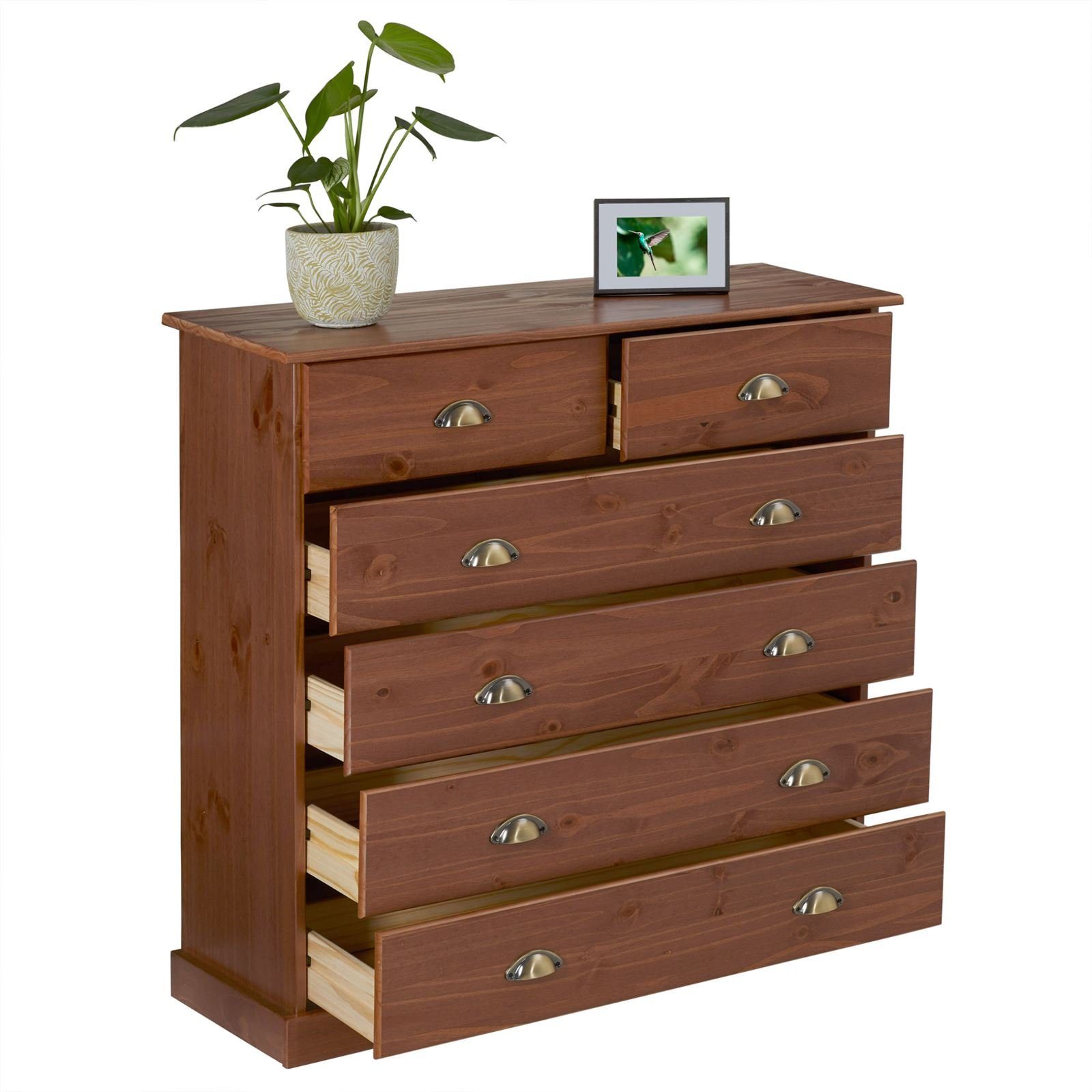 IDIMEX Kommode PARIS, Apothekerschrank mit 6 Schubladen, Massivholz Kastanie Finish