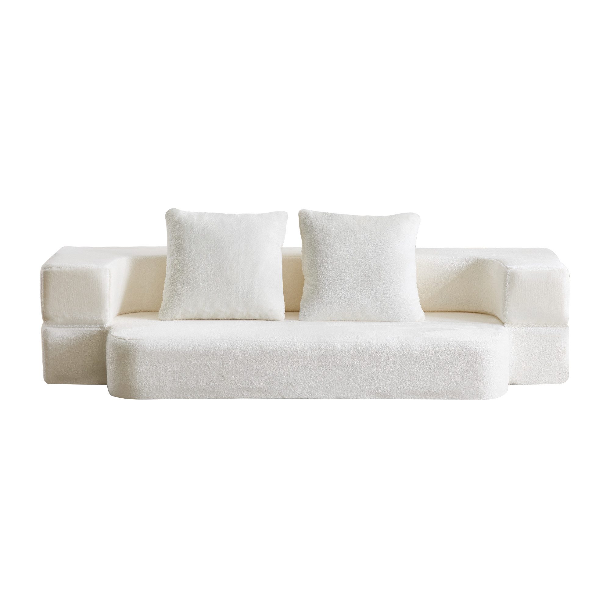 HAUSS SPOLE Schlafsofa verwandelbar,Loungesofa Klappbares Zweisitzer-Sofa mit Kissen,Weiß, Klappbares Zweisitzer-Sofa Multifunktionales Schlafsofa mit Rückenlehne, Polstersofa für Wohn- und Schlafbereich