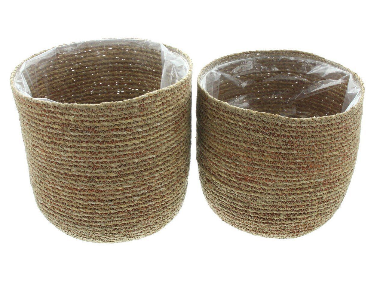 Home-trends24.de Pflanzkübel Pflanzkorb Pflanzkübel Korb Übertopf Blumenkorb Seegras Natur 2er Set (2 St)