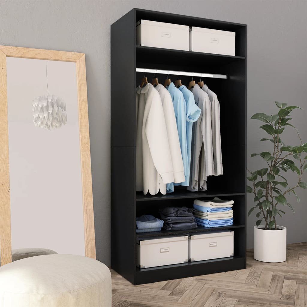 furnicato Kleiderschrank Schwarz 100x50x200 cm Holzwerkstoff günstig online kaufen