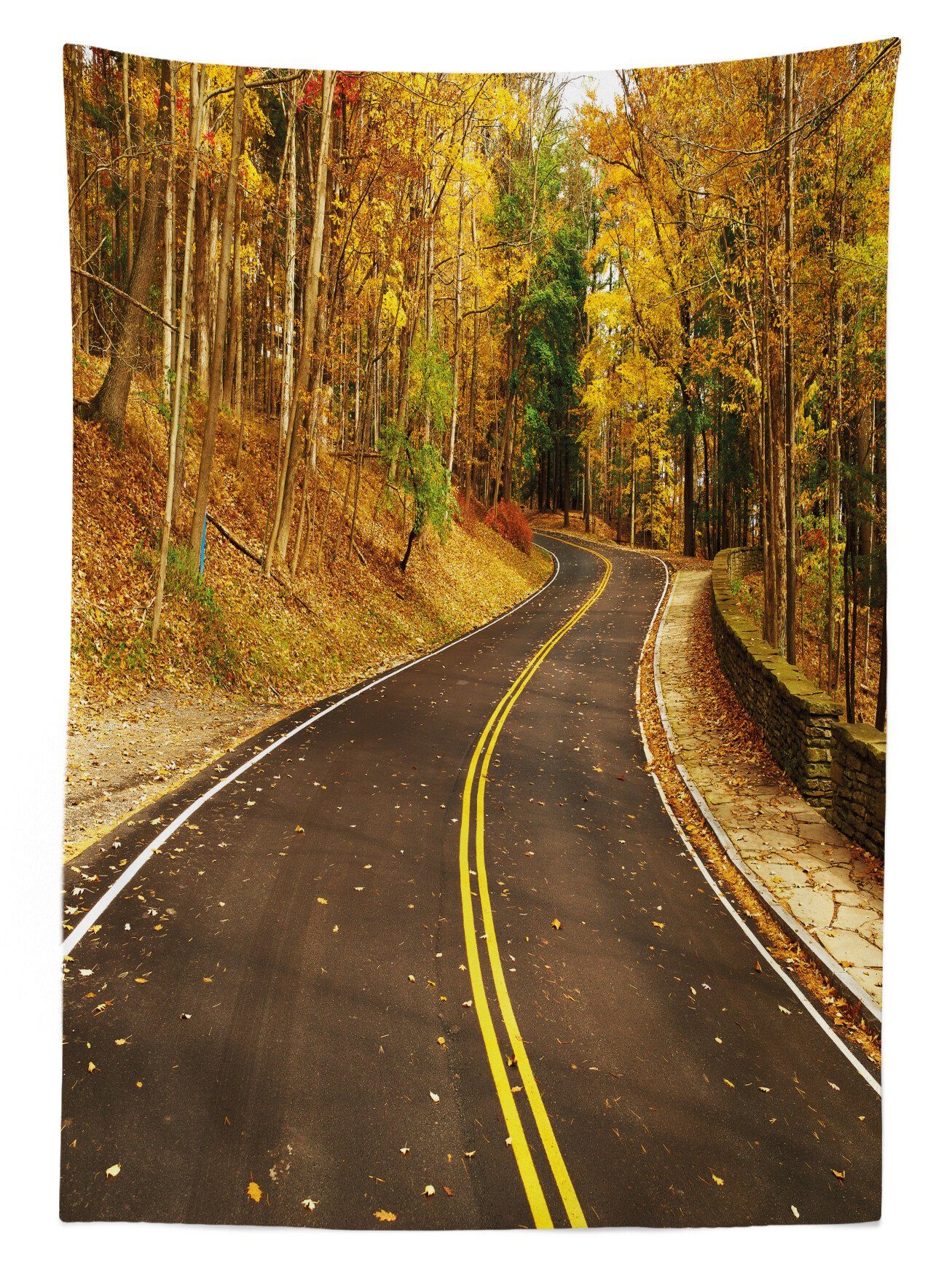 Herbstlandschaft den Abakuhaus geeignet Fallen Roadway Farben, Farbfest Für Bereich Klare Waschbar Tischdecke Außen