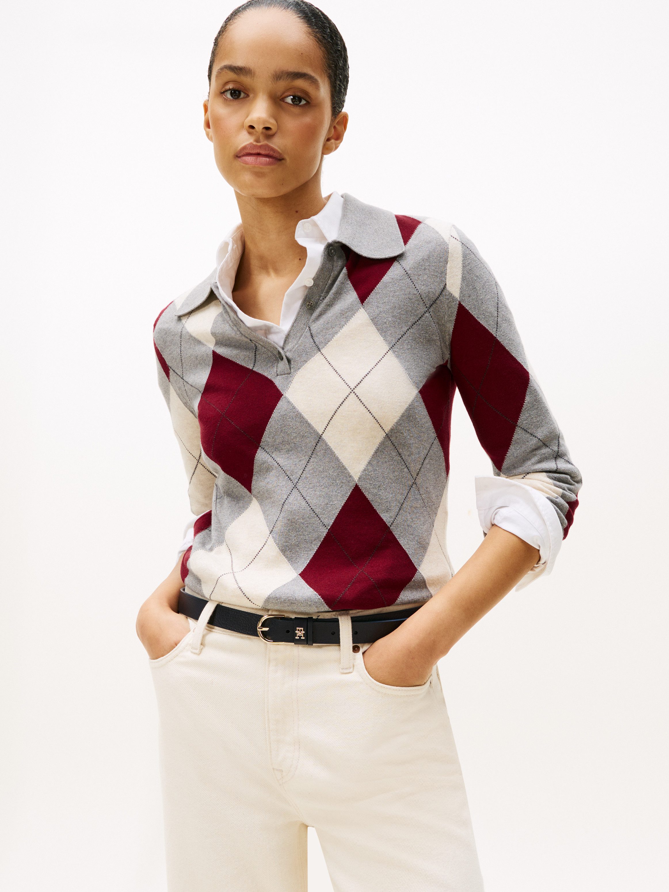 Tommy Hilfiger Вязаные свитера CO ARGYLE POLO-NK SWEATER