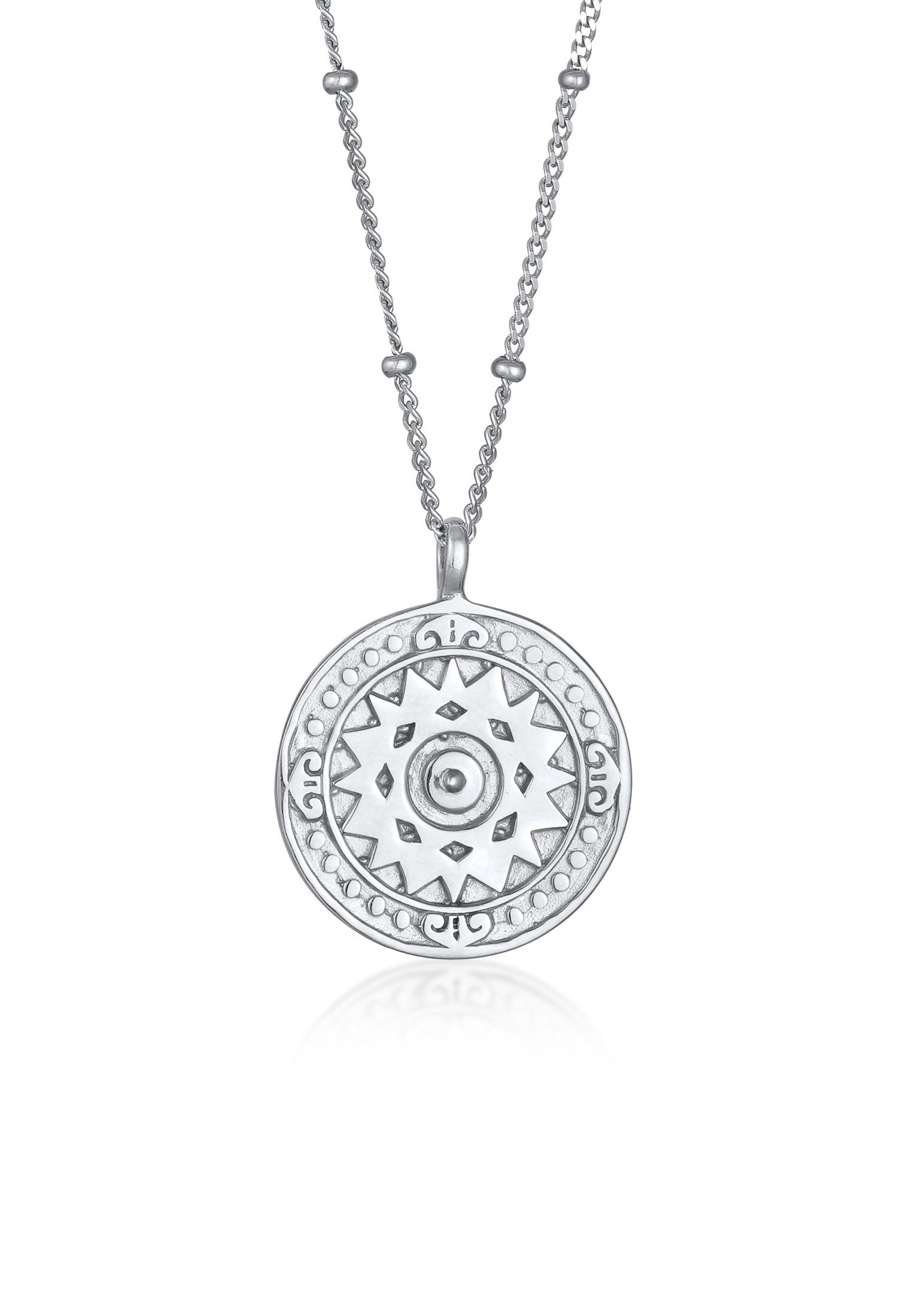 Elli Kette mit Anhänger Münze Ornament Vintage 925 Silber, Ornament