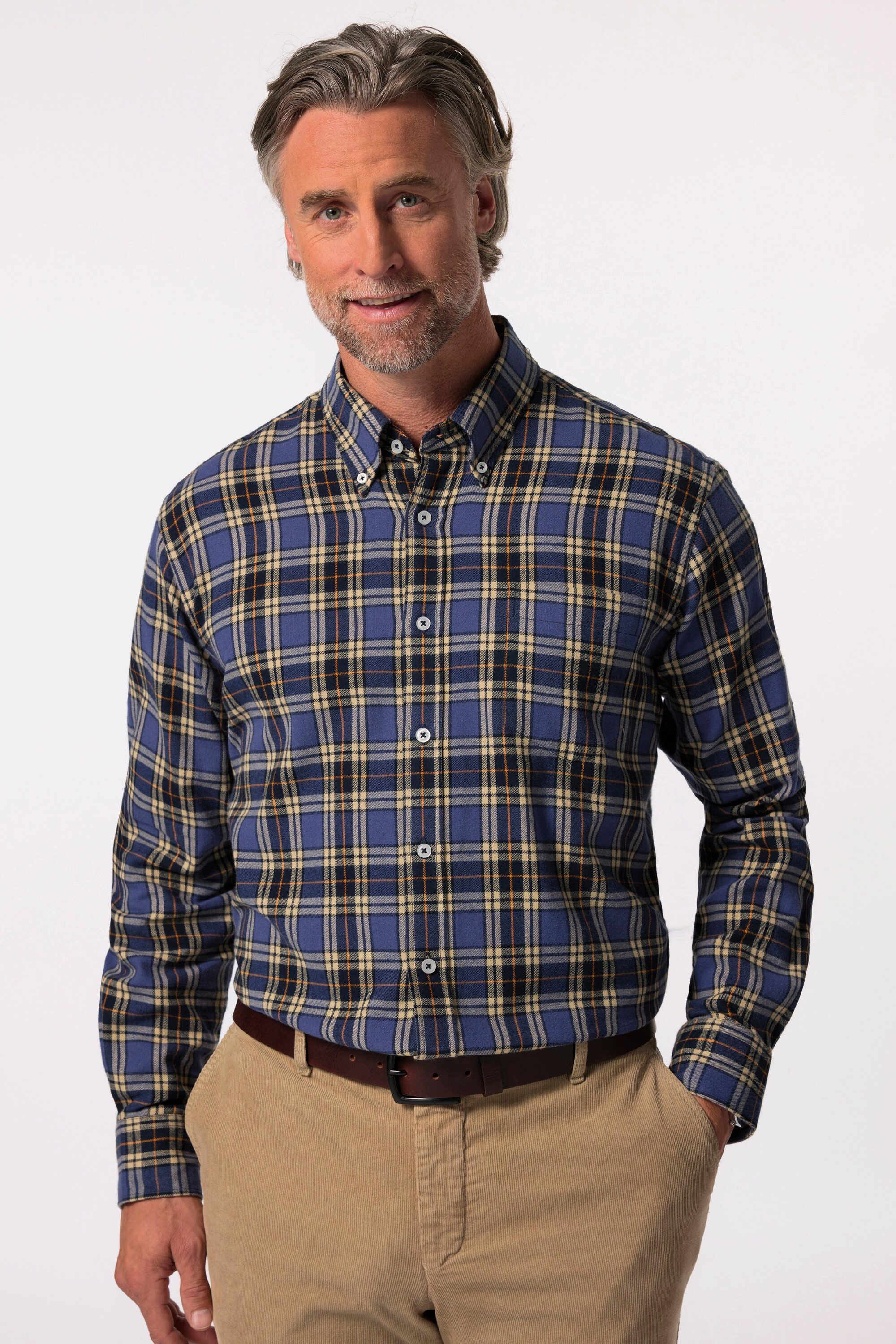 Businesshemd Boston Park Karo-Flanellhemd Langarm Comfort Fit