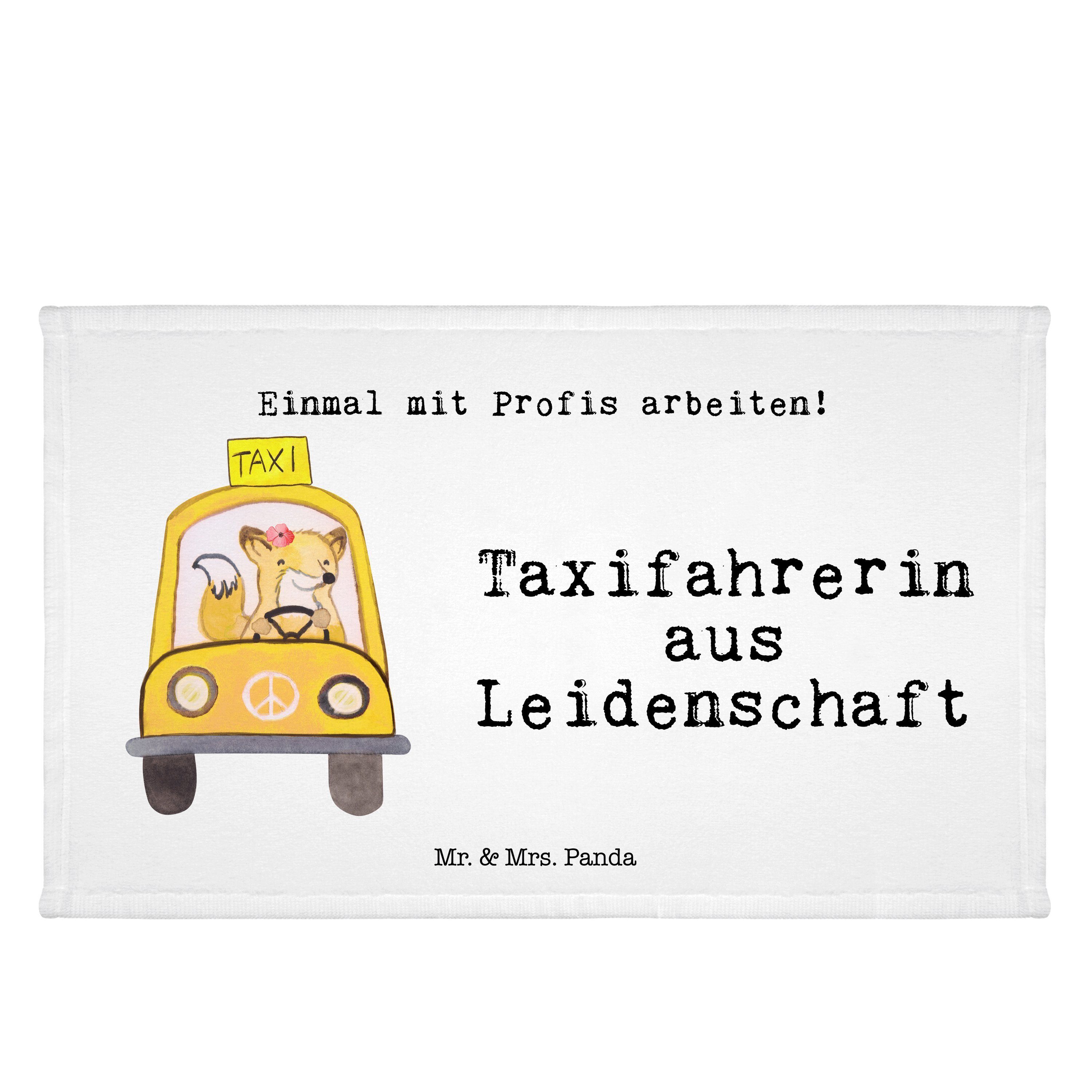 Mr. & Mrs. Panda Handtuch Taxifahrerin aus Leidenschaft - Weiß - Geschenk, Kinder Handtuch, Arb, (1-St)