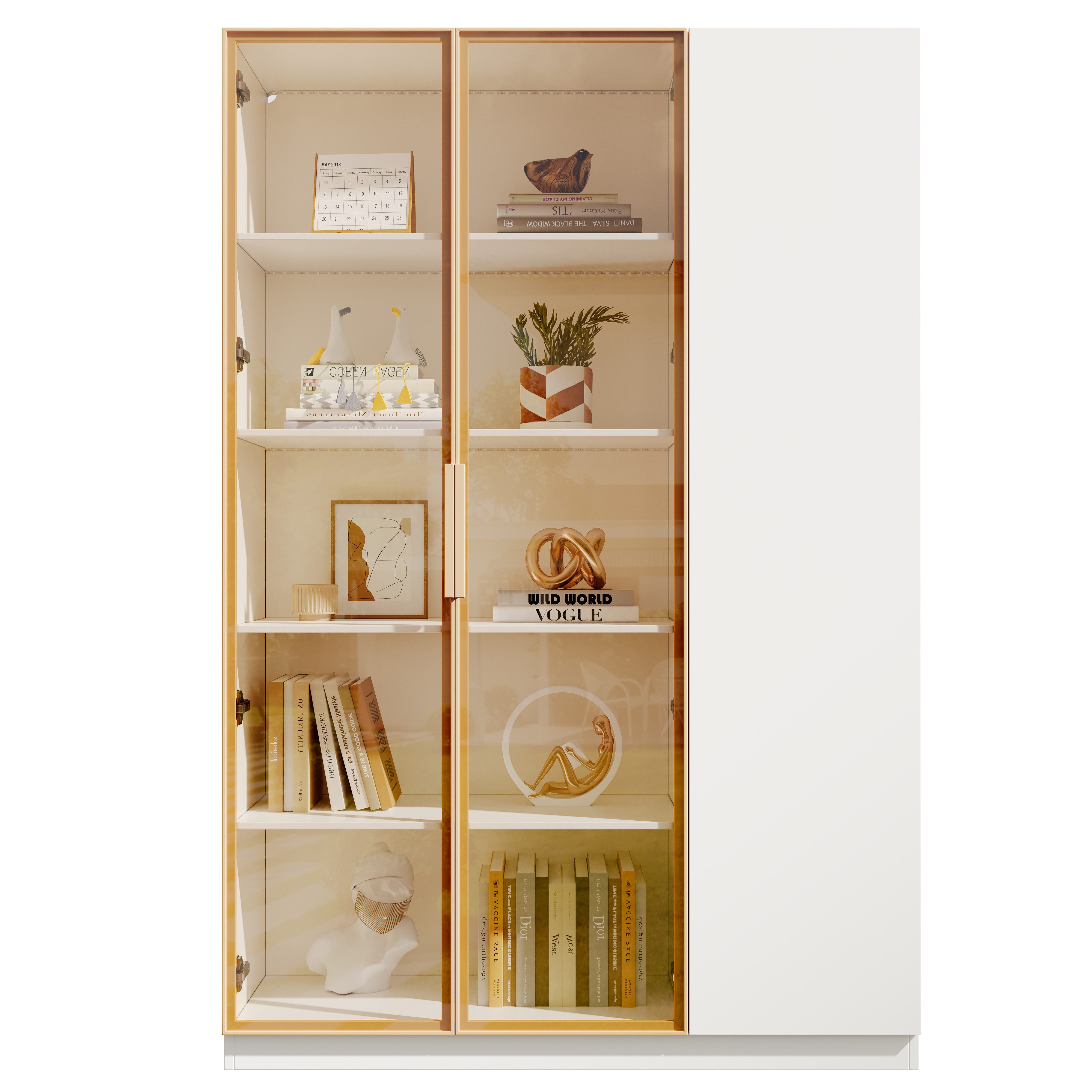 Fine Life Pro Standvitrine 3-türige Glasvitrine 110×35×165 cm Weiß mit LED & verstellbaren Böden