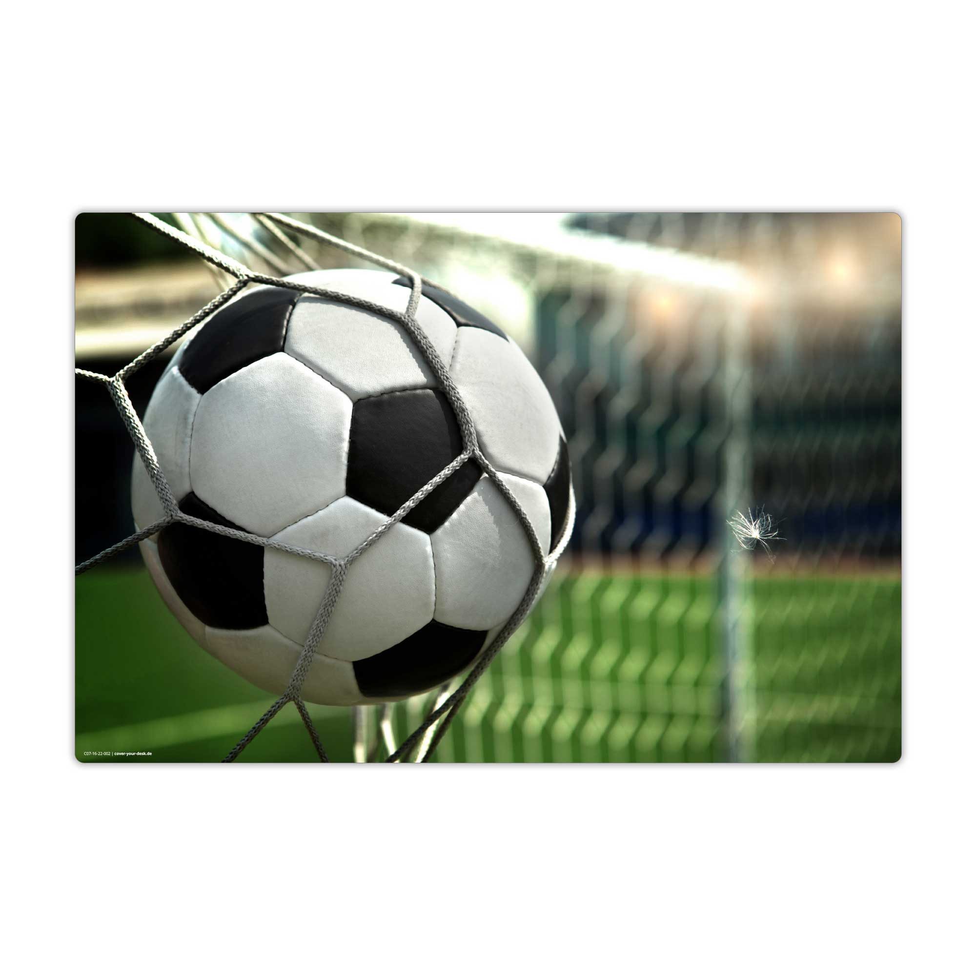 cover-your-desk.de Schreibtischunterlage für Kinder aus premium Vinyl - Fußball im Tor - Made in Germany, (1 tlg)