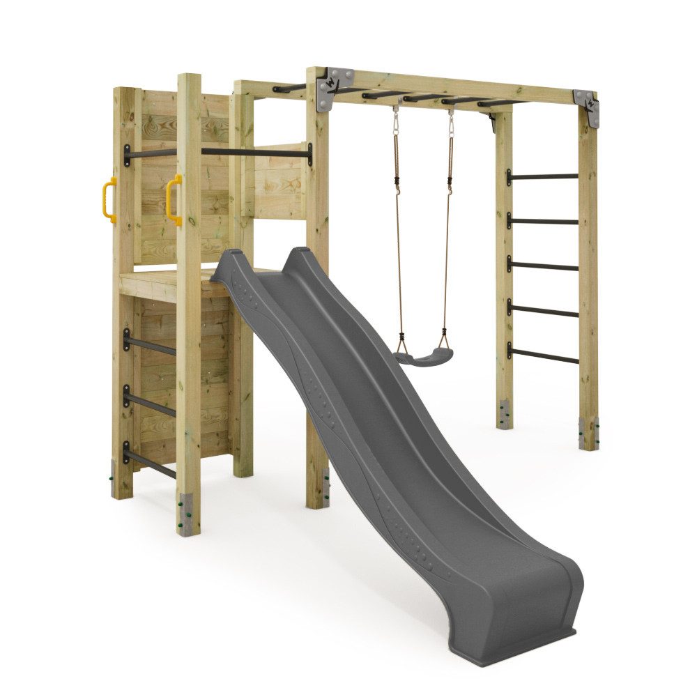 Wickey Klettergerüst Fit 662 – Trainings- & Klettergerät mit Rutsche und Schaukel, (Kraftstation, Fitnessstation, Sportgeräte für zuhause, Workout, Krafttraining, Gymtower, Fitnessturm, Ideal für Spielspaß & funktionales Outdoor-Training, Bewegungsstation für Kinder & Eltern fördert Kraft, Ausdauer & Balance), extrem witterungsbeständig mit 5 Jahren Garantie