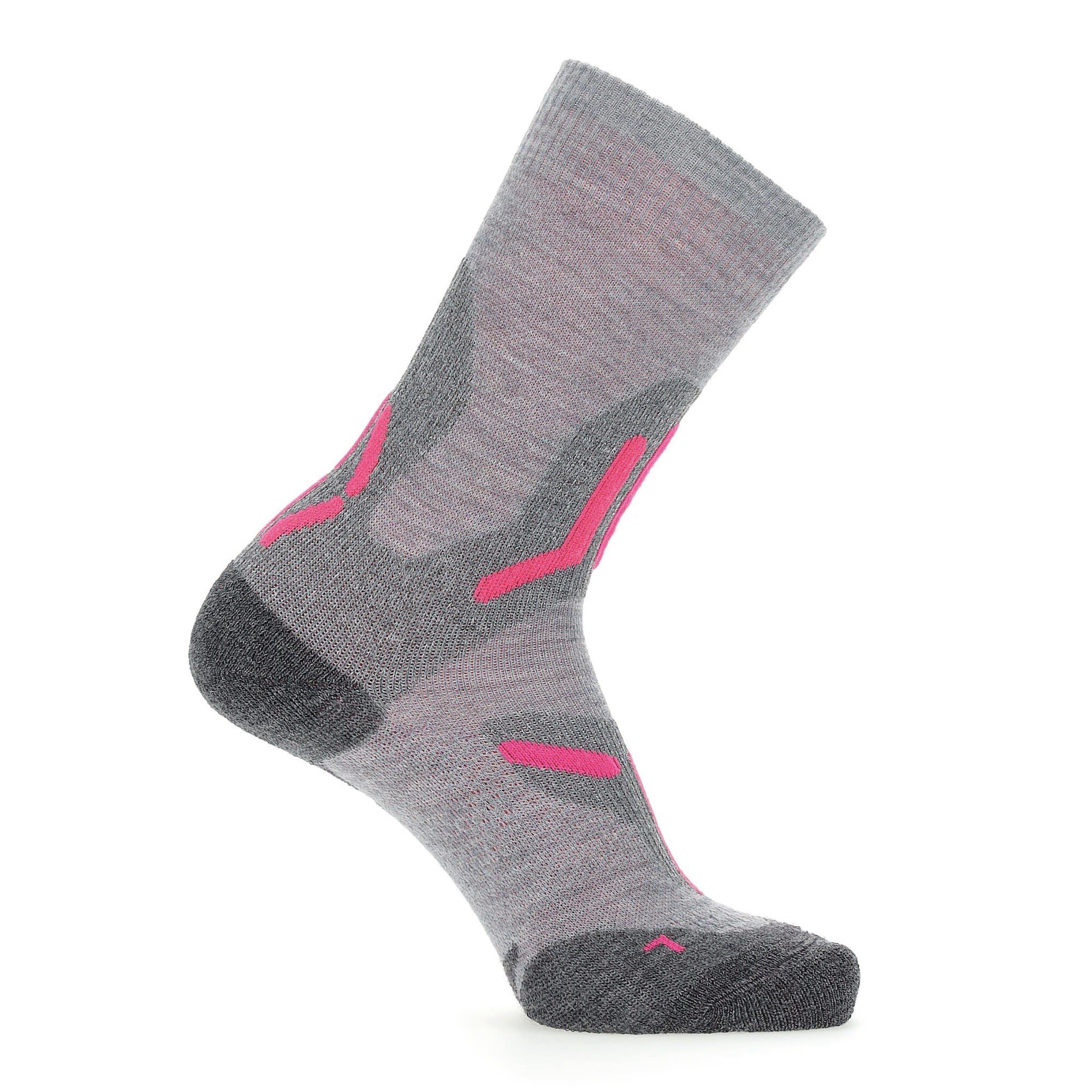 UYN Thermosocken Uyn W Trekking 2in Merino Mid Socks Damen Light Grey - Pink