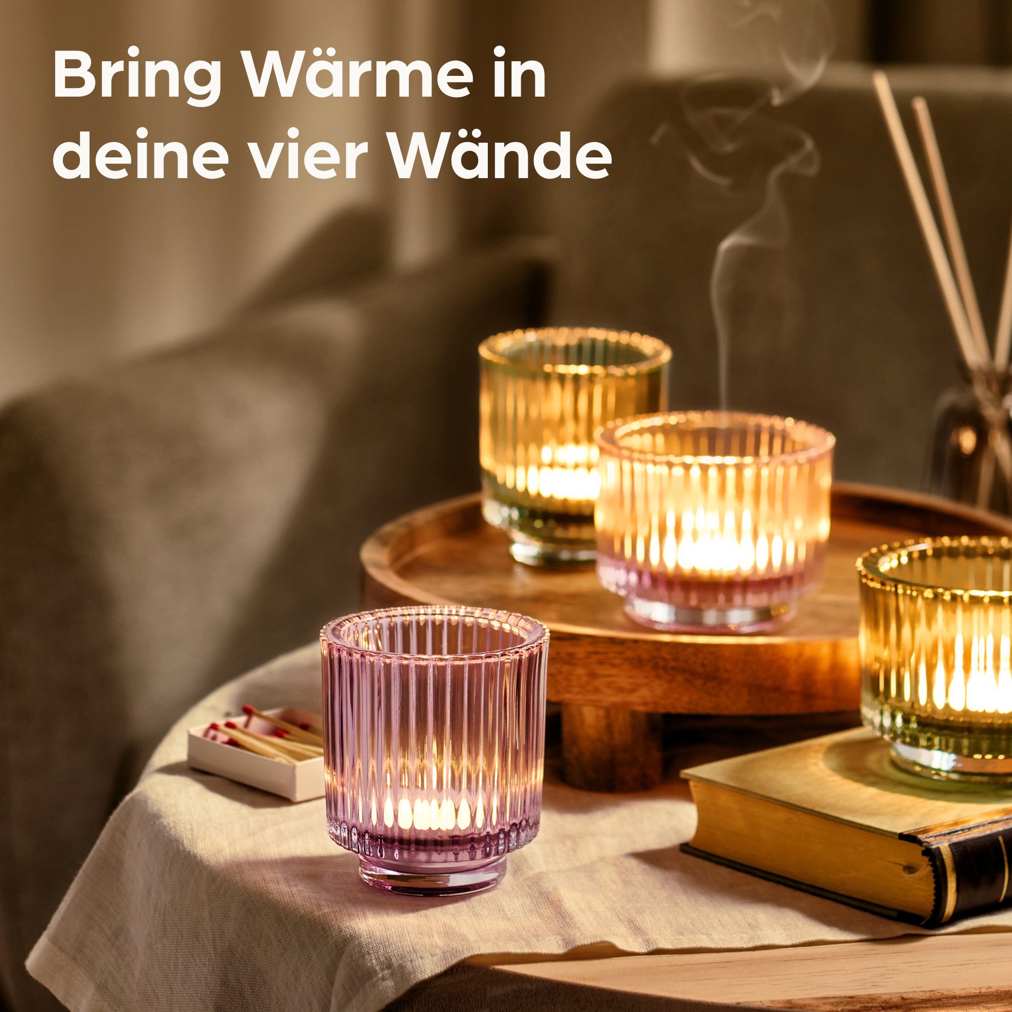 Praknu Teelichthalter Teelichthalter Groß Glas für Tischdeko - 4er Set Rund günstig online kaufen