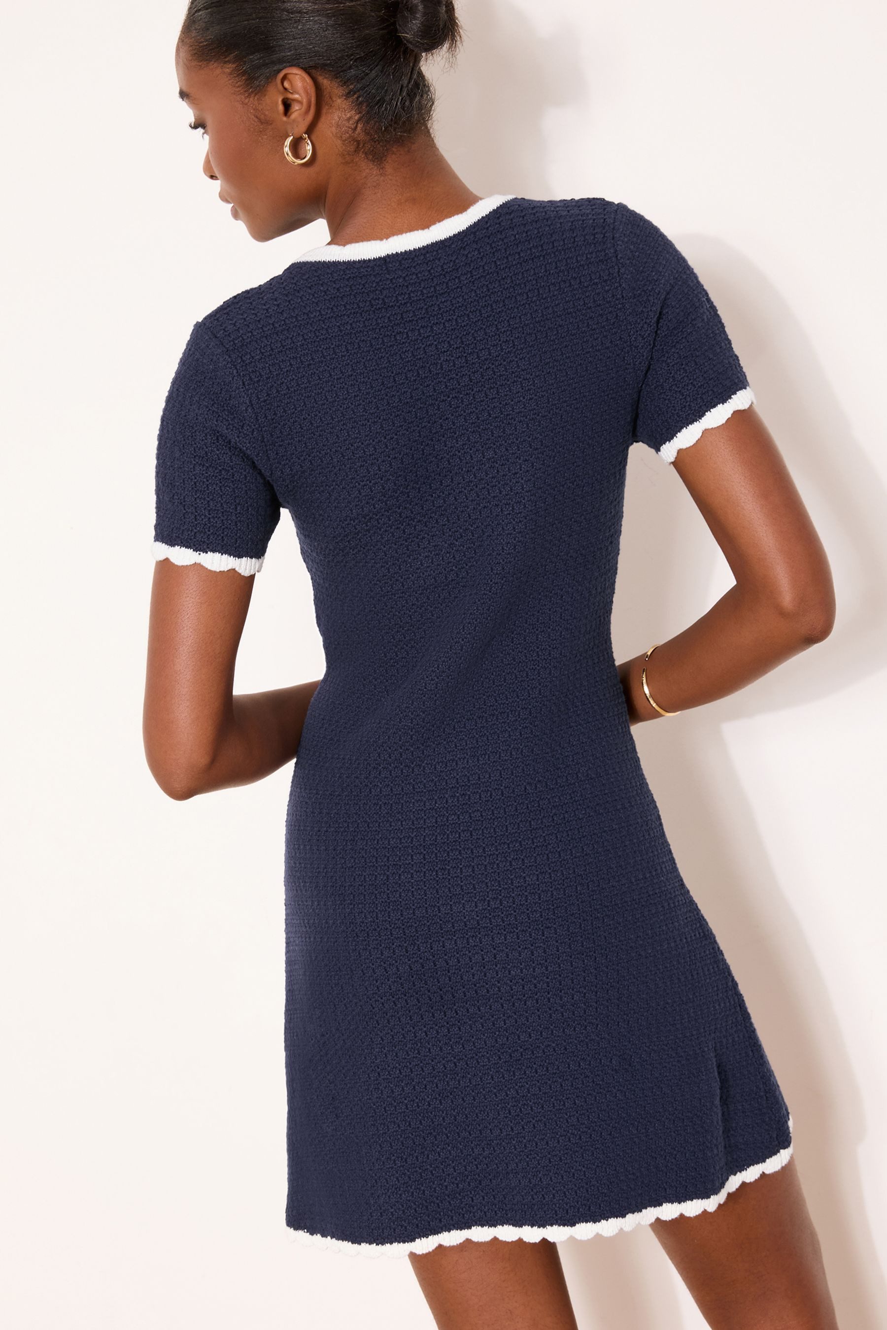 LIPSY Strickkleid Lipsy Minikleid mit Strickstruktur + Randstreifen (1-tlg)