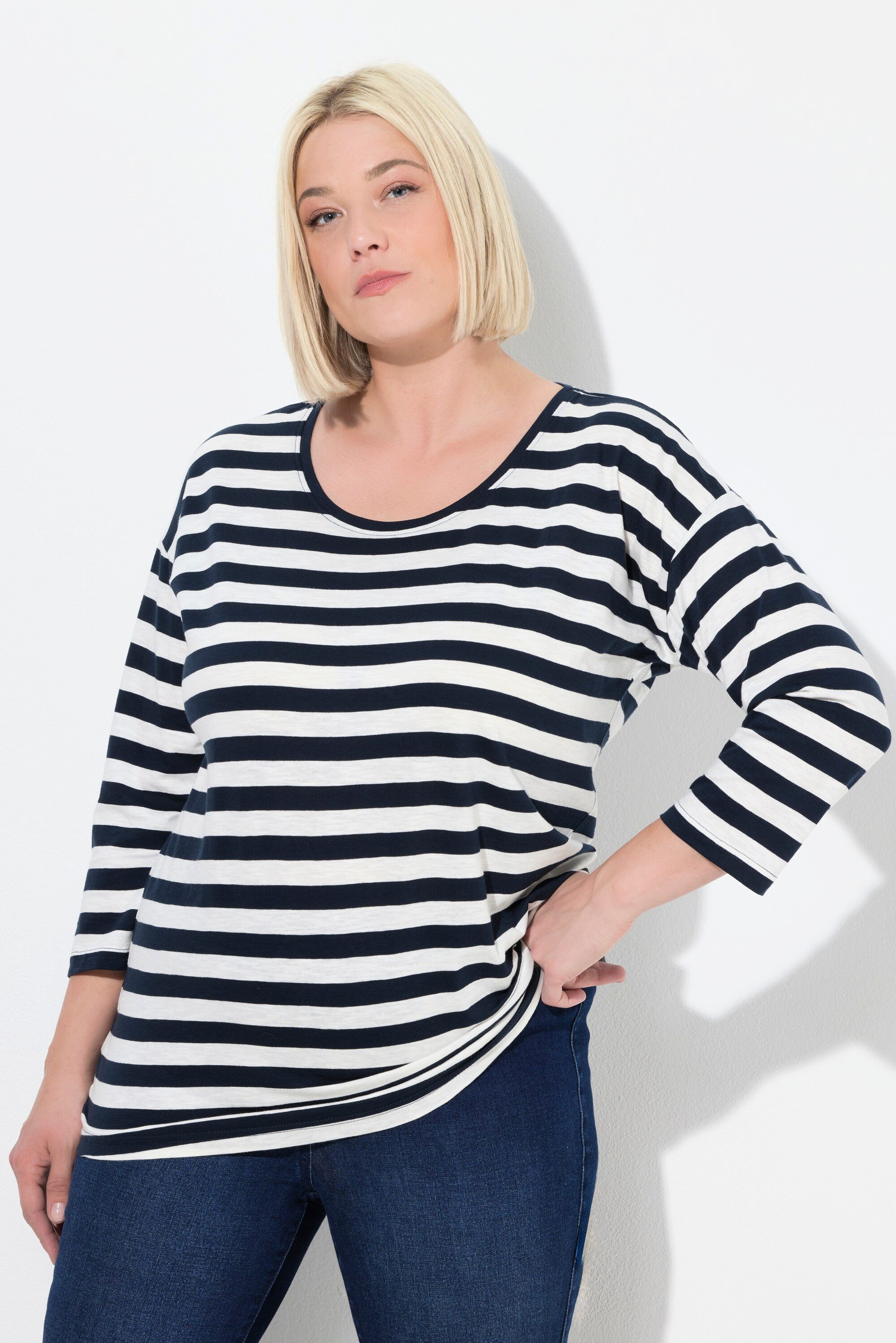 T-Shirt Shirt Ringel Oversized Rundhals Langarm
